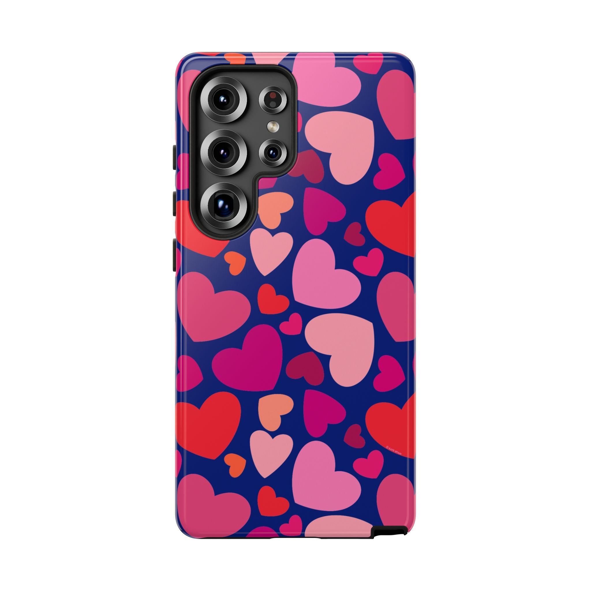 Hearts Samsung Galaxy S25 Ultra Case – Glossy | navy, pink, blush, red heart print