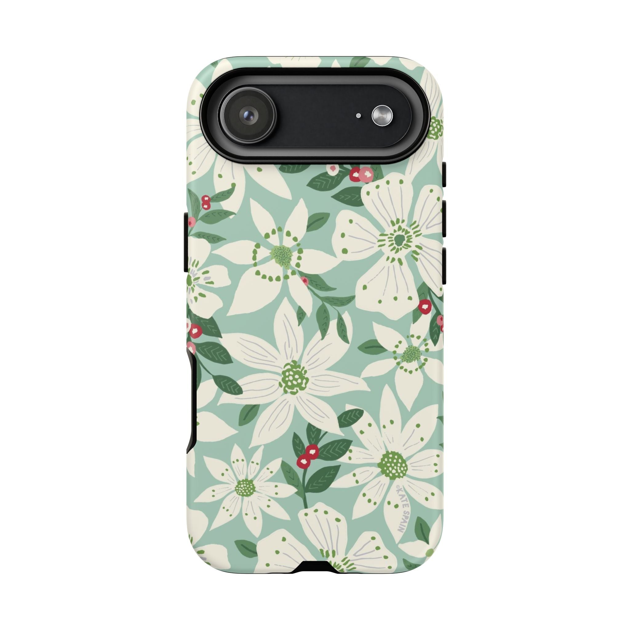 Gardenia Tough iPhone 17 Air Case – Matte | light blue, white, green, red gardenia botanical print
