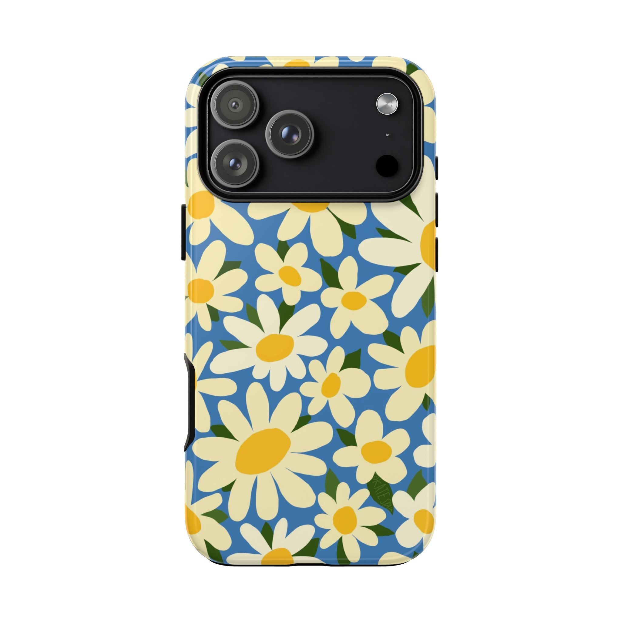 Shasta Daisy Tough iPhone 17 Pro Max Case – Glossy | blue, cream, yellow daisy floral print