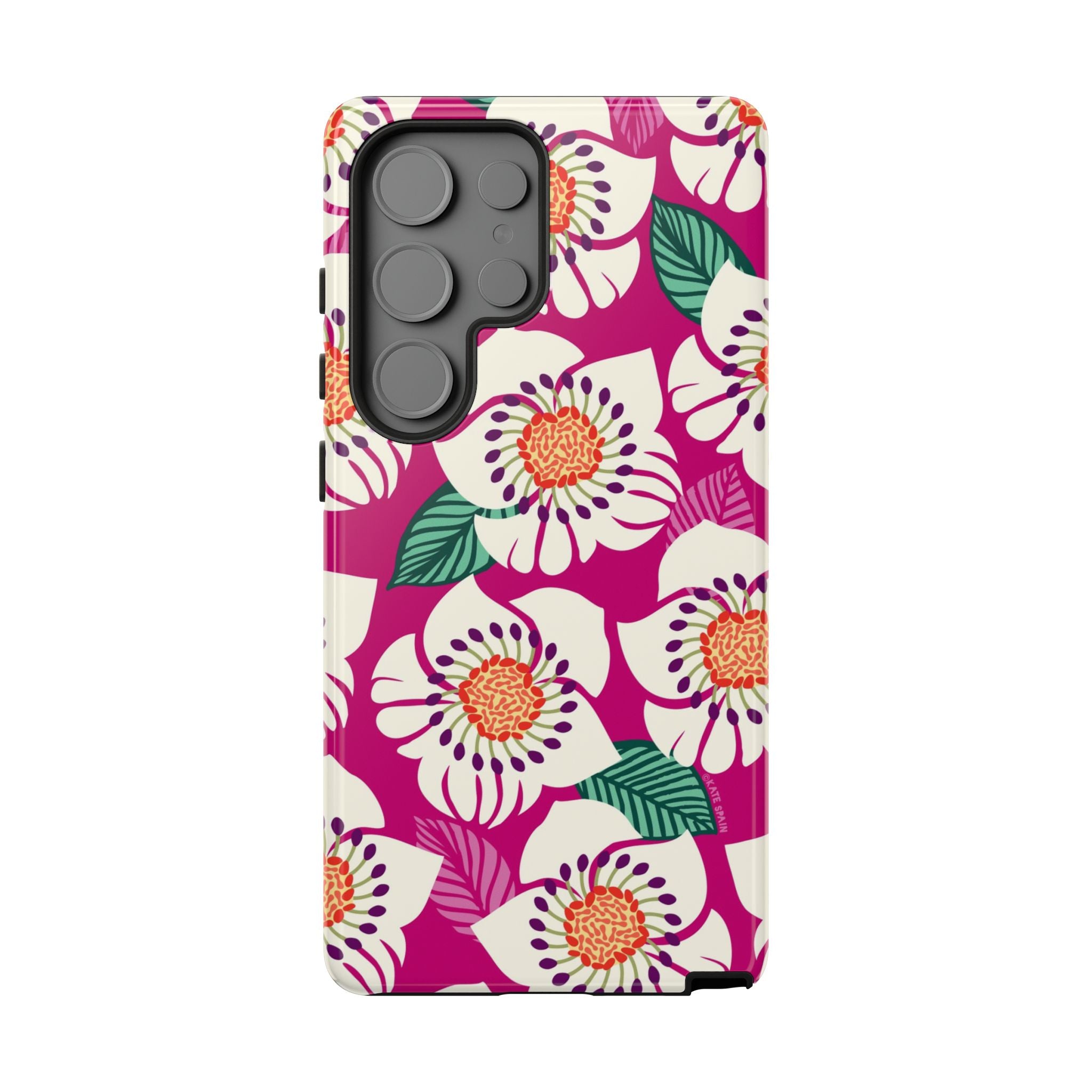 Artistic Panache Samsung Galaxy S25 Ultra Case – Glossy | berry, cream white, peach anemone floral print