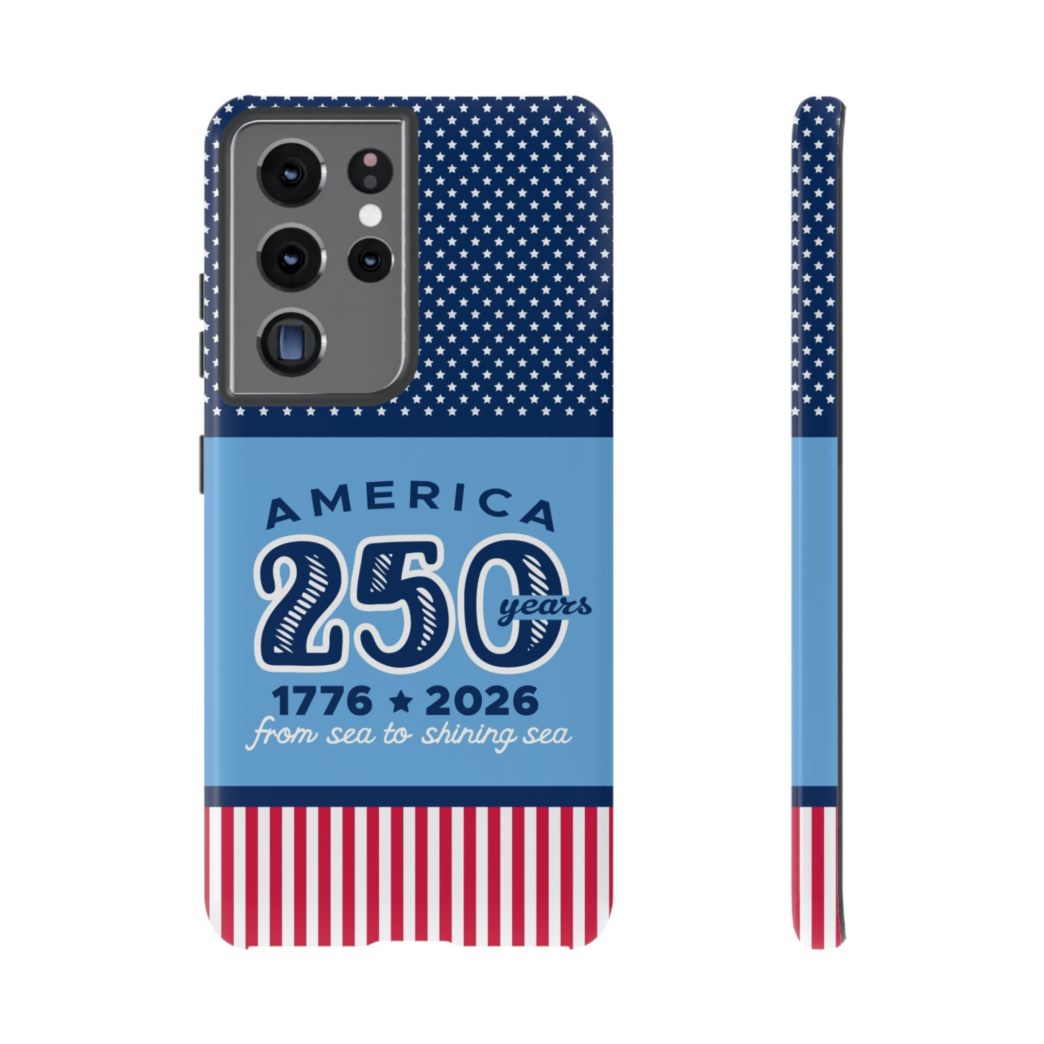 Sea to Shining Sea Samsung Galaxy S20 FE Case – Matte | navy, sky blue, red patriotic America 250 commemorative print