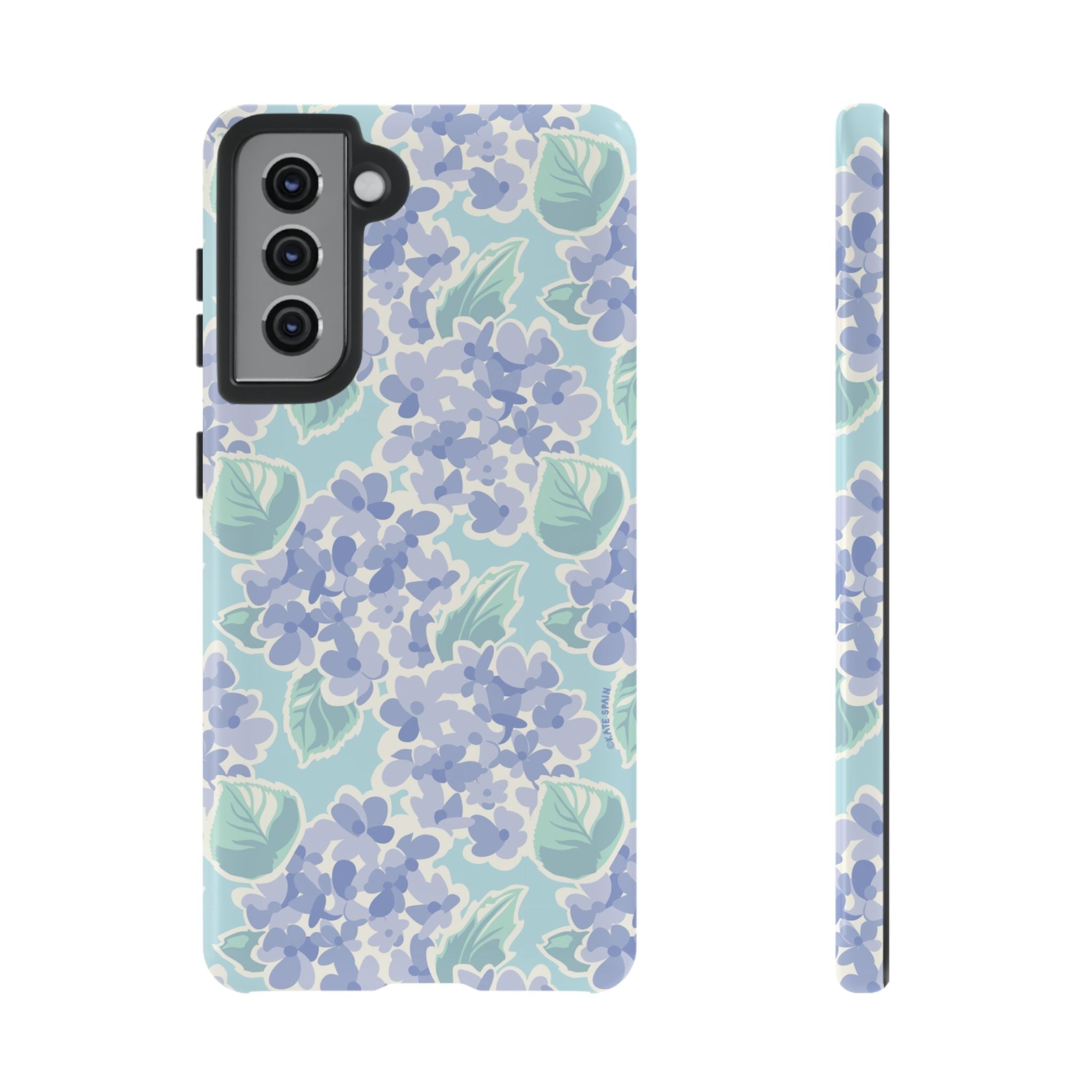 Luxury Nantucket Hydrangea Samsung Galaxy S21 Case – Glossy | white, lavender, mint watercolor hydrangea print