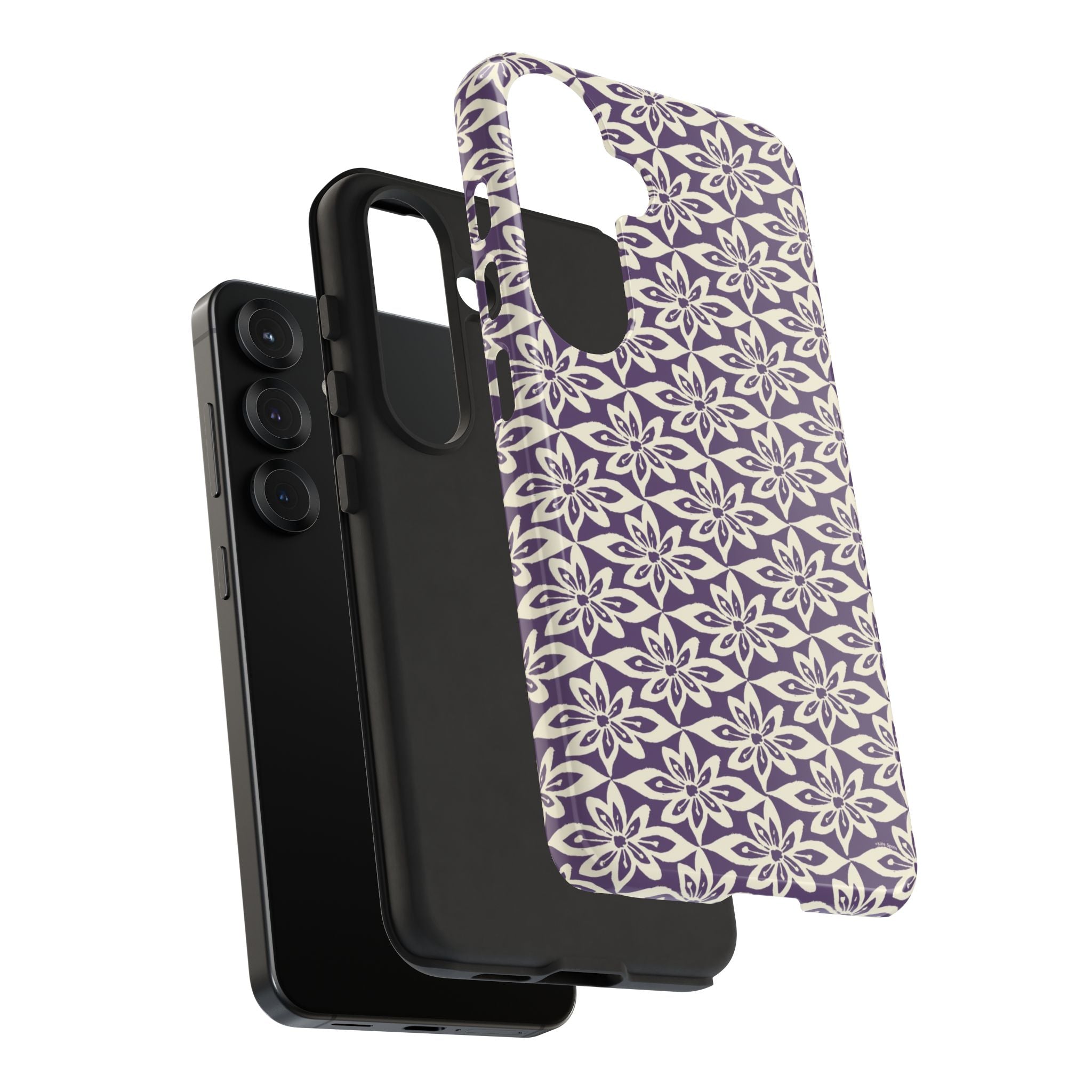 Lily Plum Samsung Galaxy S25 Glossy case — dual-layer construction detail — tough botanical phone case by Kate Spain