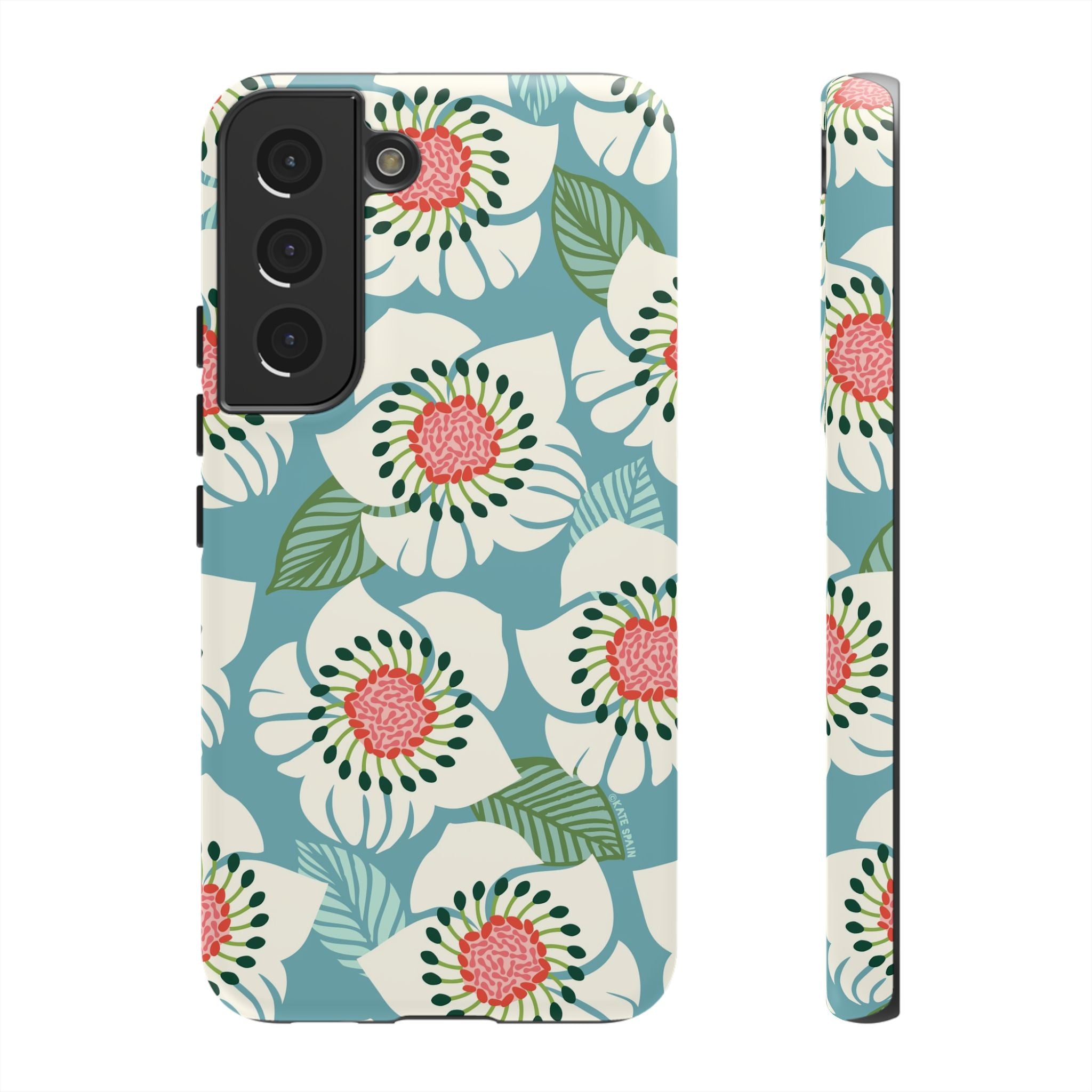 Artistic Panache Samsung Galaxy S22 Case – Matte | sky blue, pale cream, pink anemone floral print