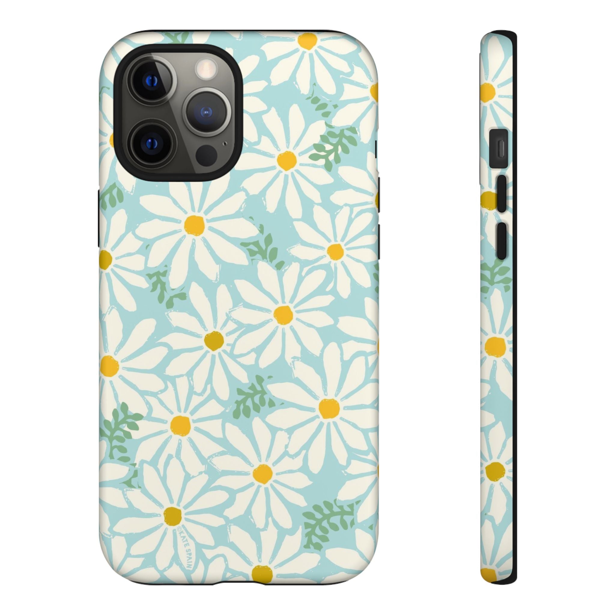Daisies Tough iPhone 12 Pro Max Case – Matte | mint, white, yellow botanical daisy floral print