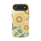 Sunny Sunflower iPhone 17 Air case – Glossy | cream ground, large-scale yellow sunflower print, golden seed detail with heart centers, dual-layer protection