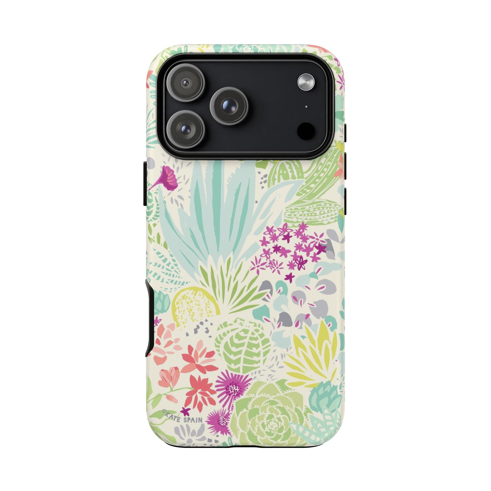Canyon Tough iPhone 17 Pro Max Case – Matte | cream, sage, aqua, mauve, fuschia botanical succulent print