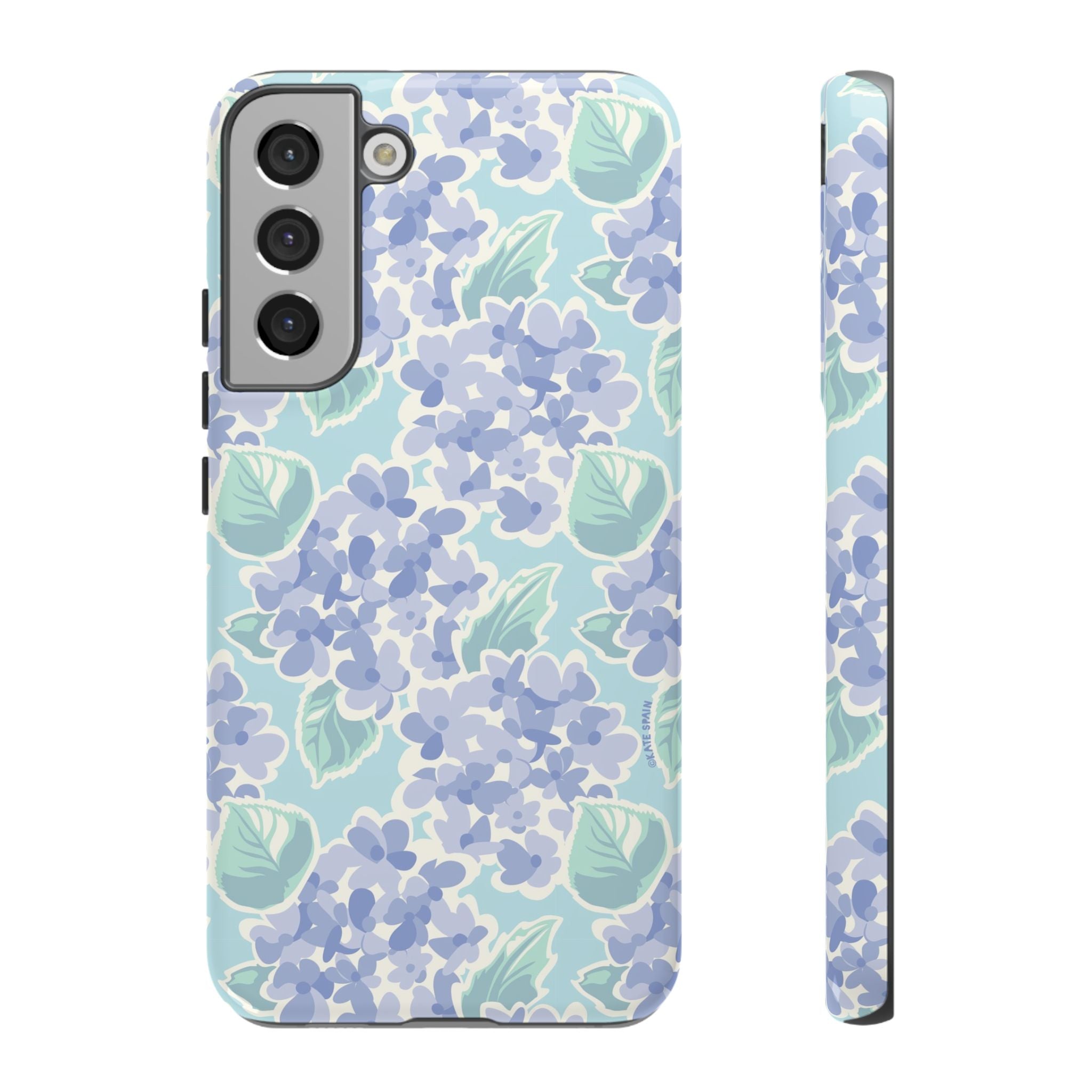 Luxury Nantucket Hydrangea Samsung Galaxy S22 Plus Case – Glossy | white, lavender, mint watercolor hydrangea print
