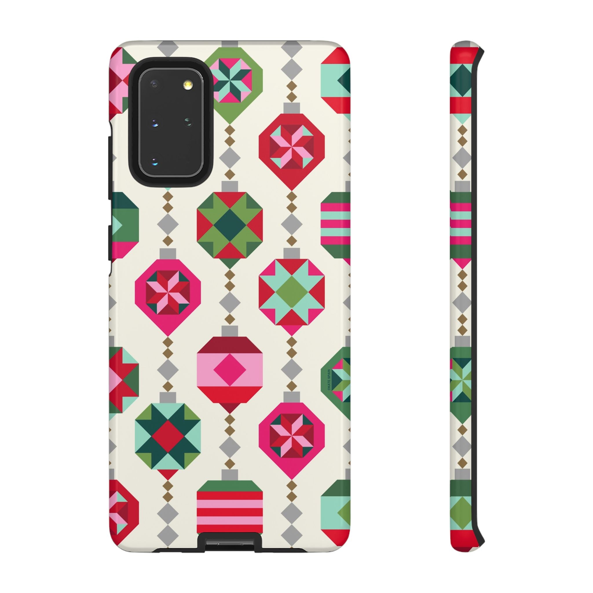 Felicity Ornaments Samsung Galaxy S20+ Case – Glossy | cream, red, pink, green, mint geometric quilted ornament print