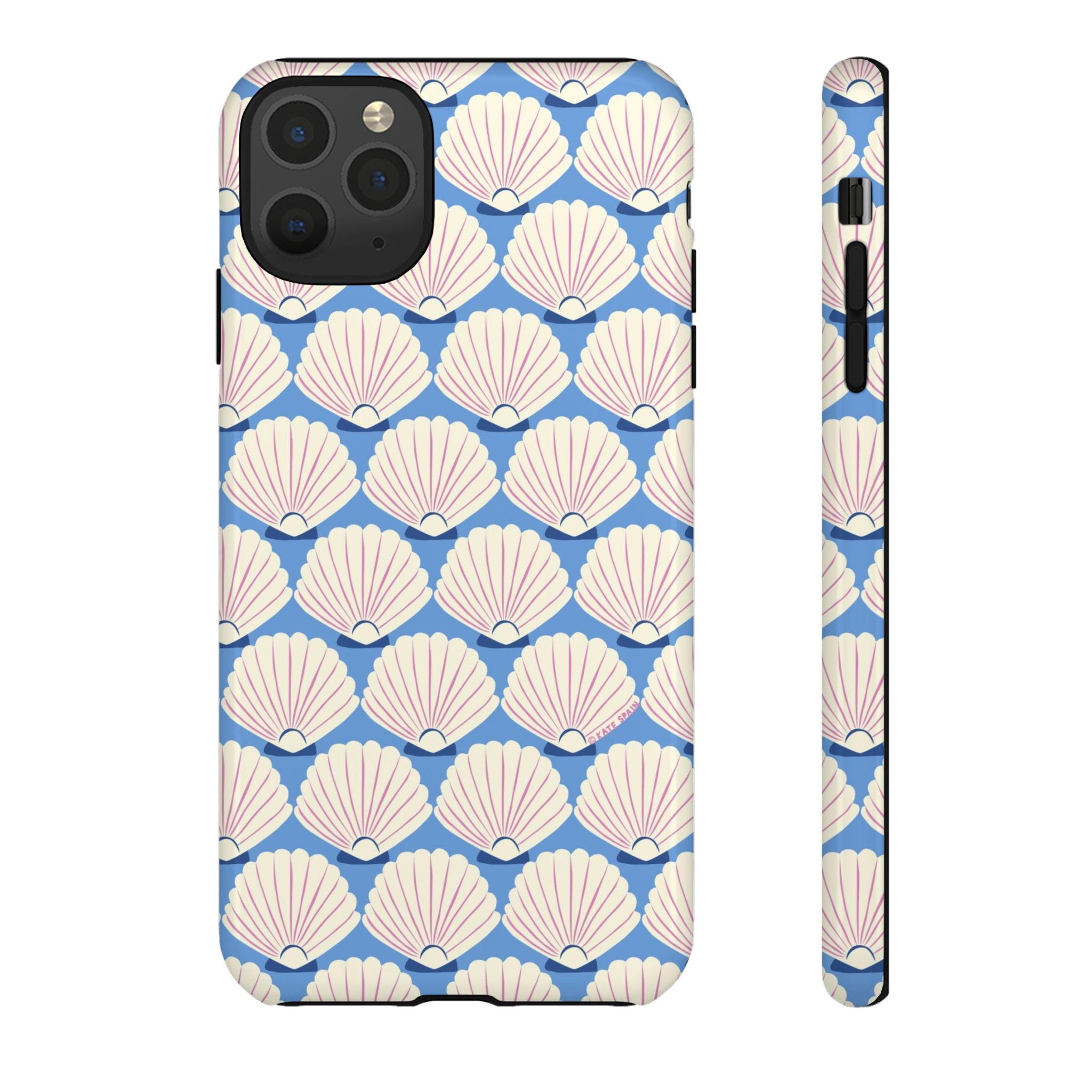 Seashells Tough iPhone 11 Pro Max Case – Glossy | periwinkle, cream, blush scallop shell print