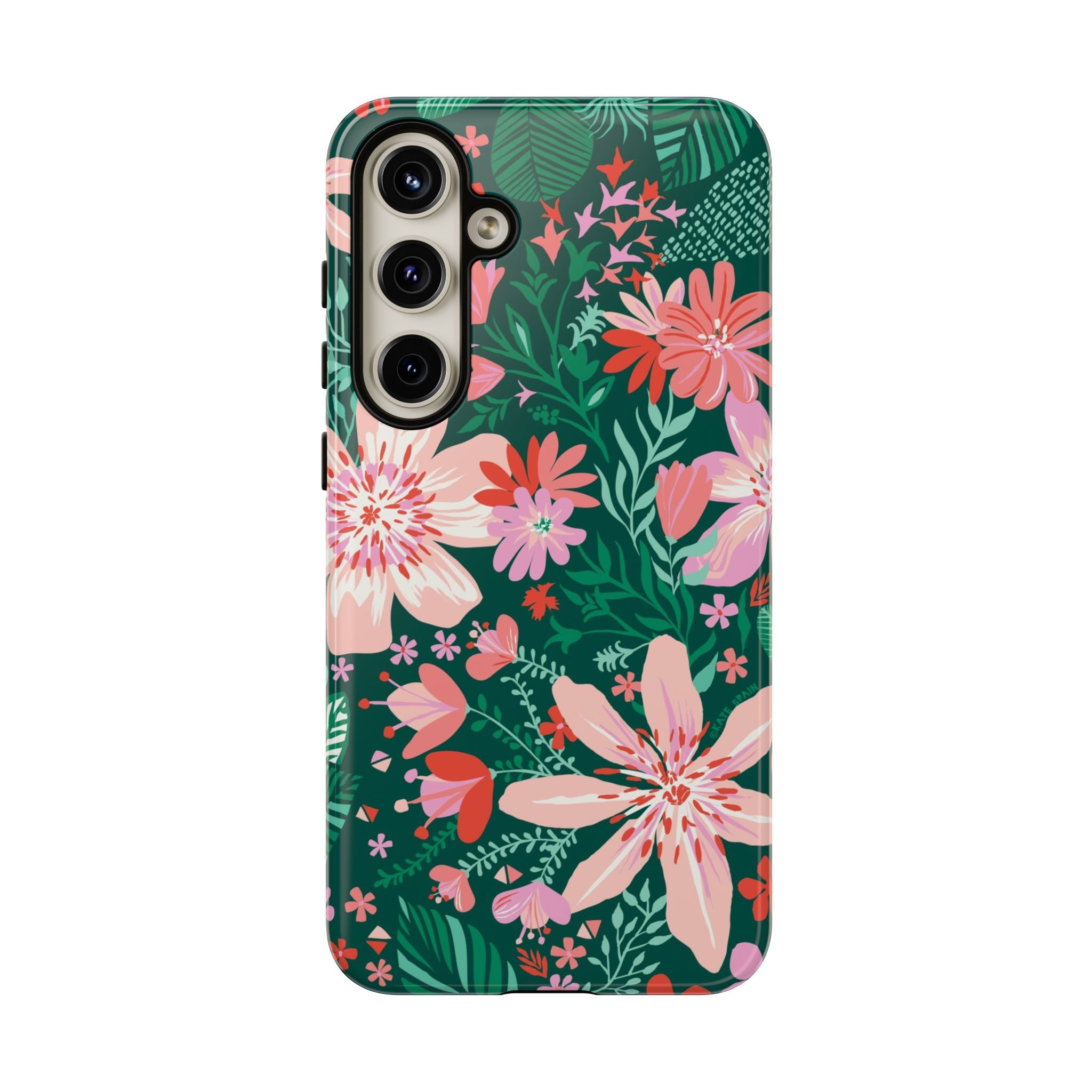 Tropical Bonaire Samsung Galaxy S24 Plus Case – Glossy | jade, pink, white tropical floral botanical print