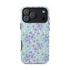 Nantucket Hydrangea Tough iPhone 18 Pro Max Case – Glossy | periwinkle, sky blue, mint hydrangea floral print