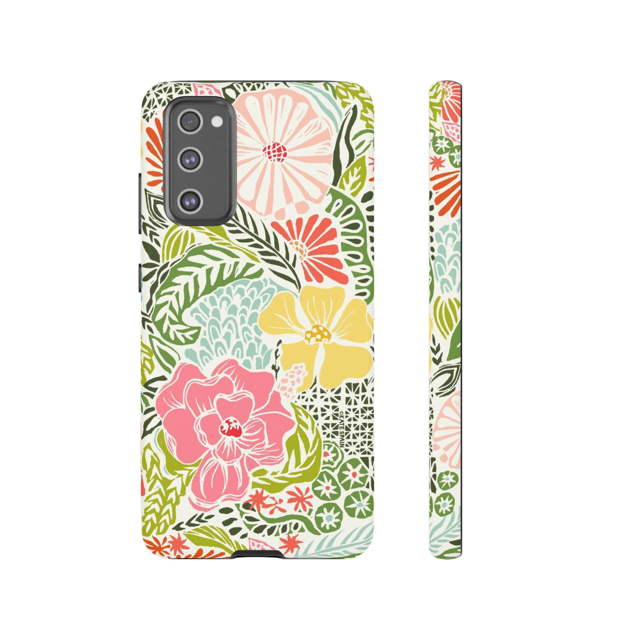 Cute Tropica Samsung Galaxy S20 FE Case – Matte | cream, pink, yellow, blue botanical floral print