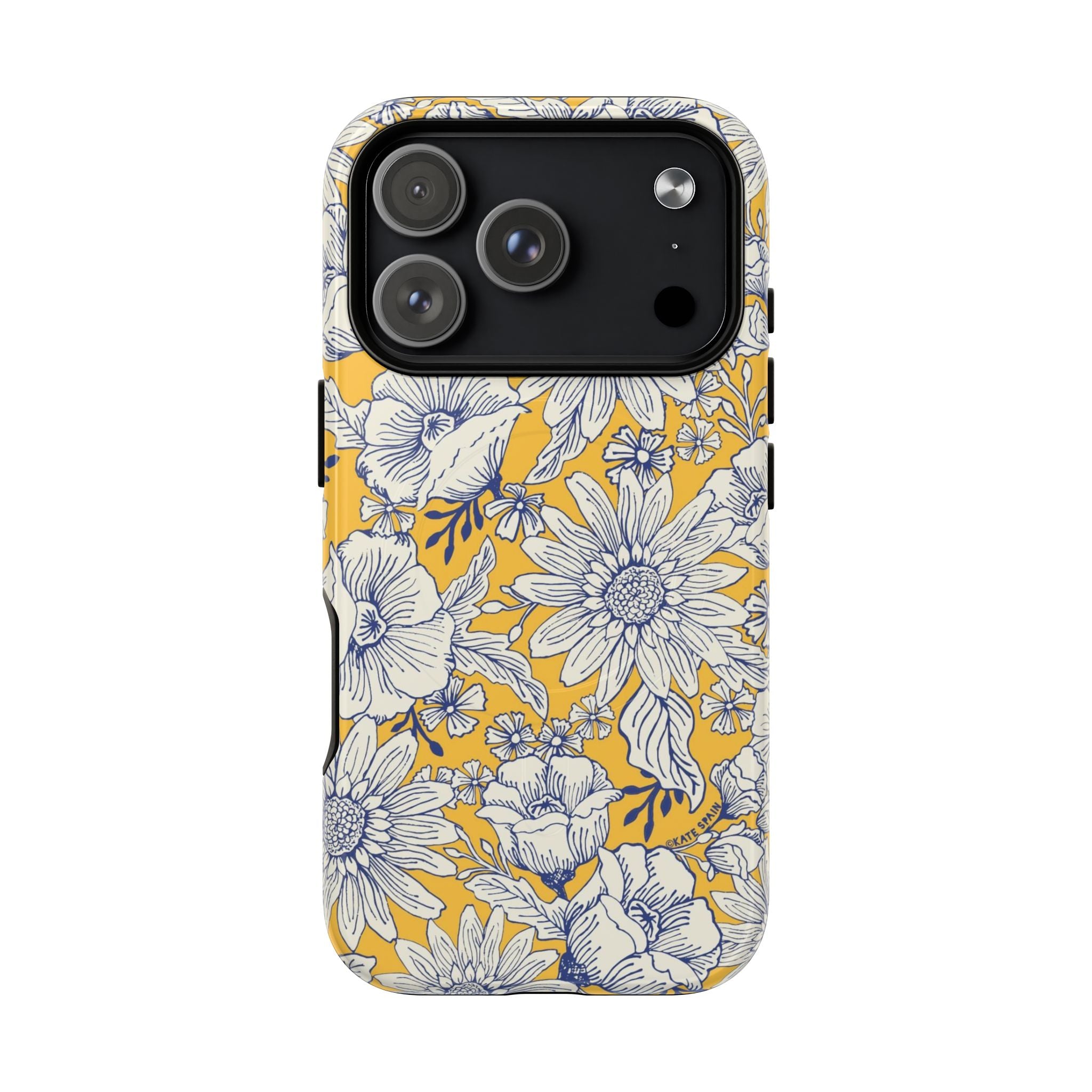 Jardin Yellow MagSafe iPhone 17 Pro Case – Glossy | yellow and cream botanical garden print