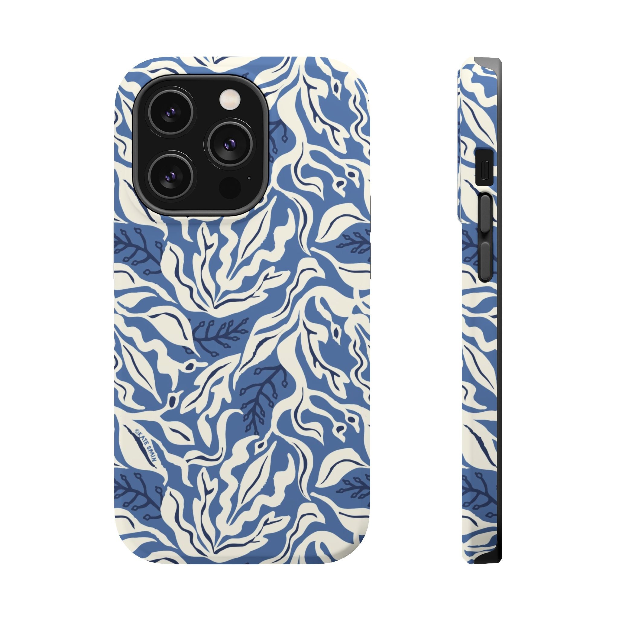 iPhone 14 Pro magnetic tough case featuring Ocean Tides design in matte