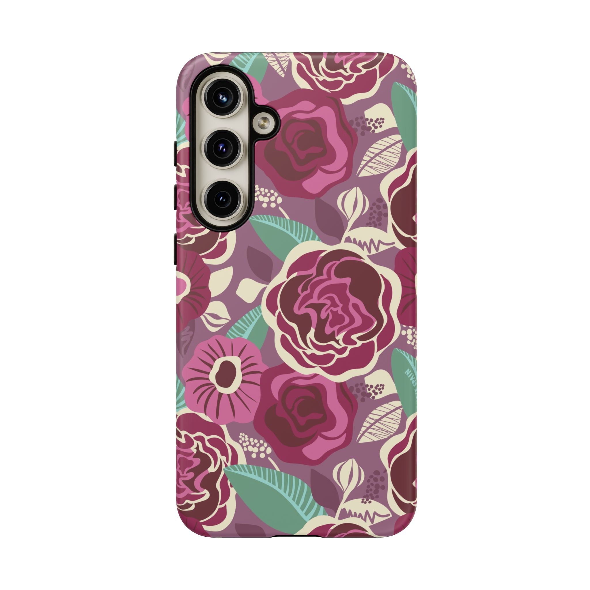 Luxury Tea Rose Burgundy Samsung Galaxy S24 Plus Case – Matte | burgundy, magenta, plum botanical rose floral print
