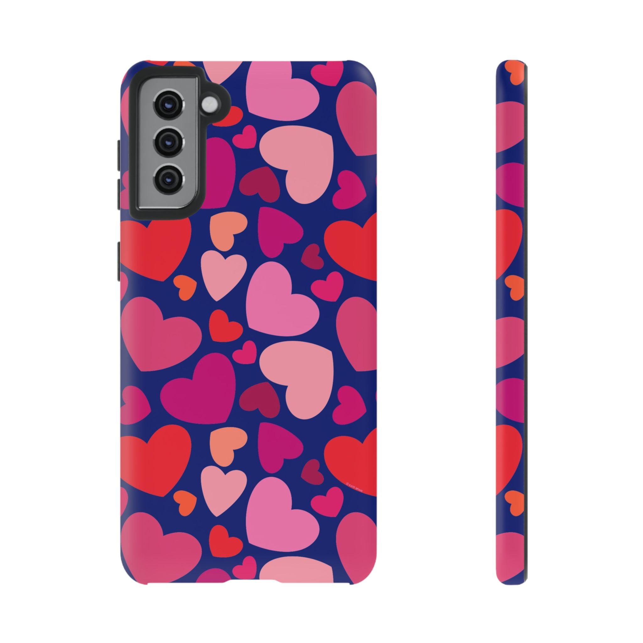 Hearts Samsung Galaxy S21 Plus Case – Matte | navy, pink, blush, red heart print