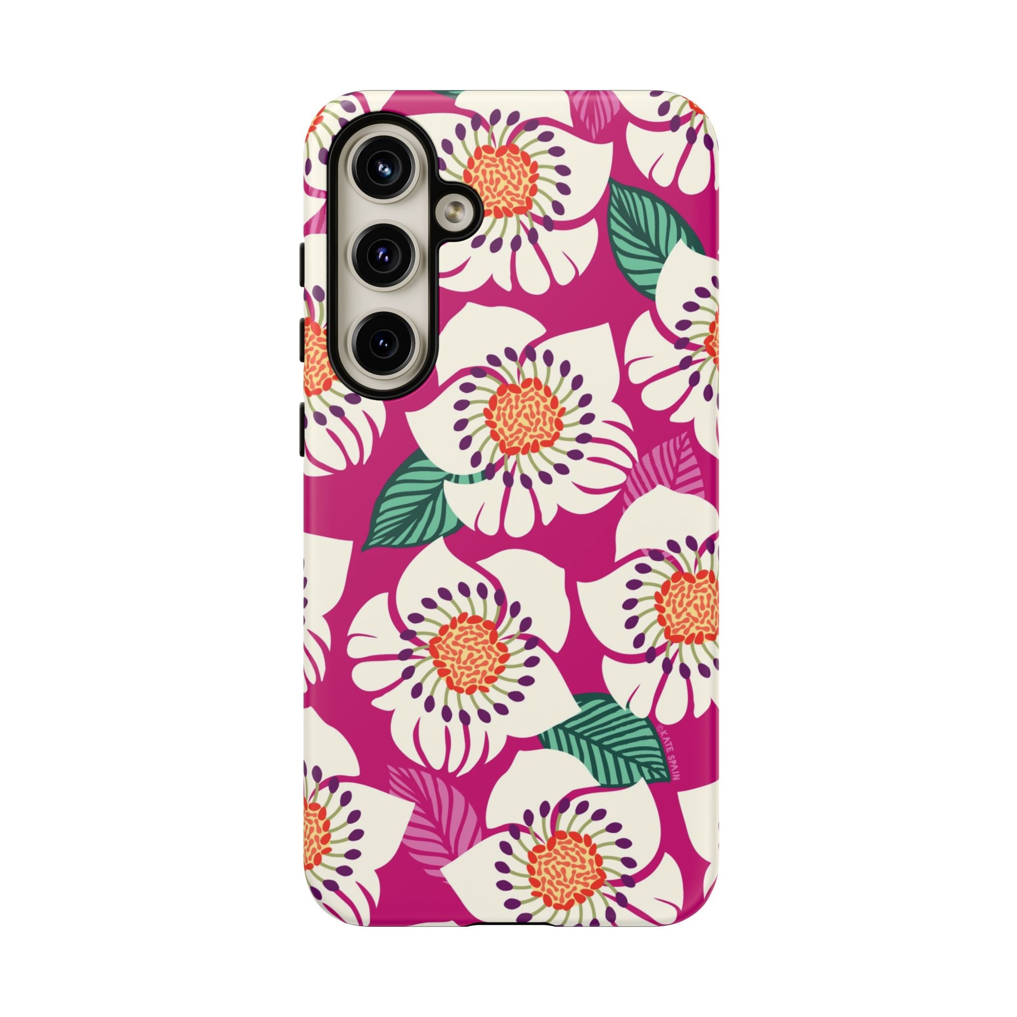 Artistic Panache Samsung Galaxy S24 Plus Case – Matte | berry, cream white, peach anemone floral print