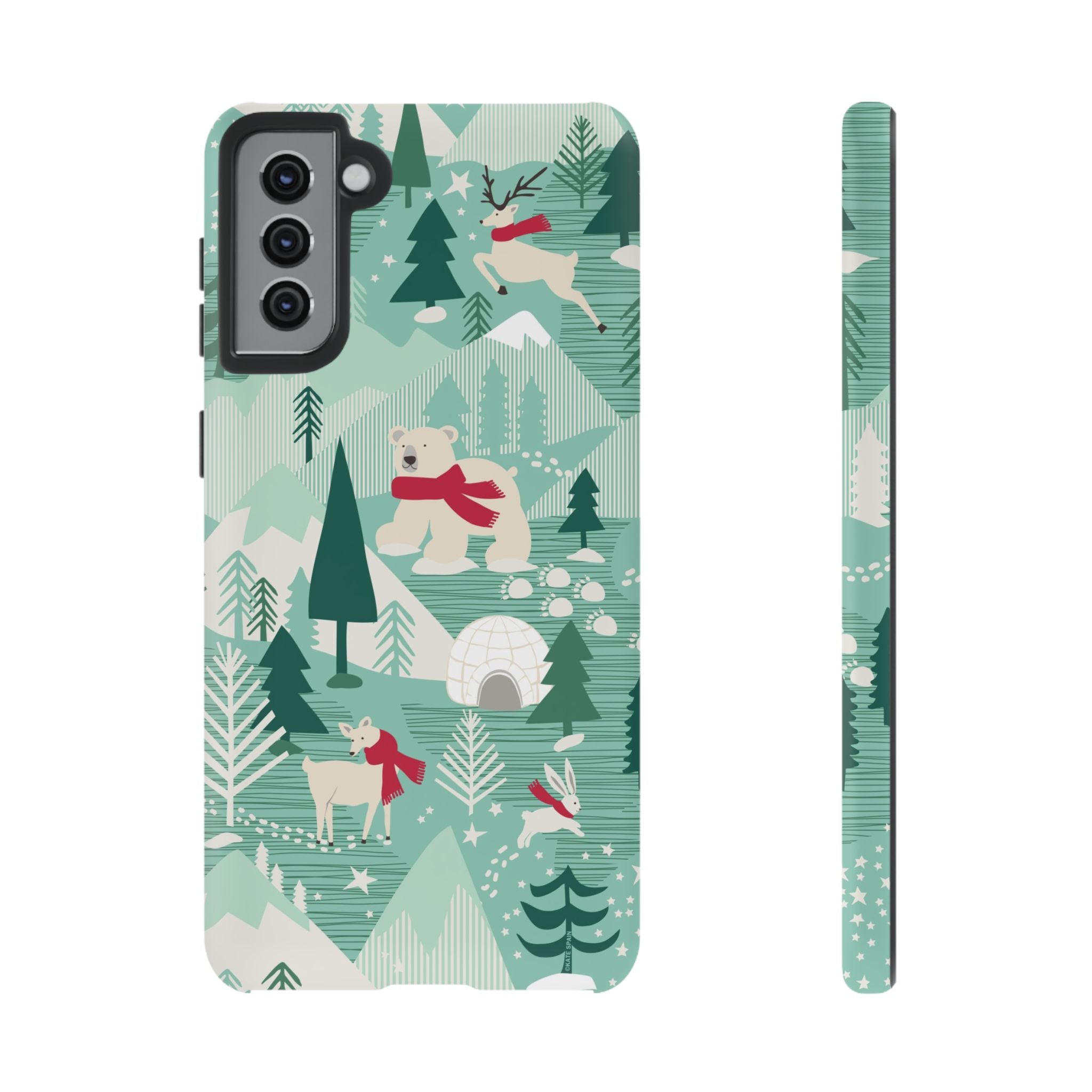 Arctica Winter Samsung Galaxy S21 Plus Case – Matte | aqua, evergreen, white, animal frolic winter wonderland print