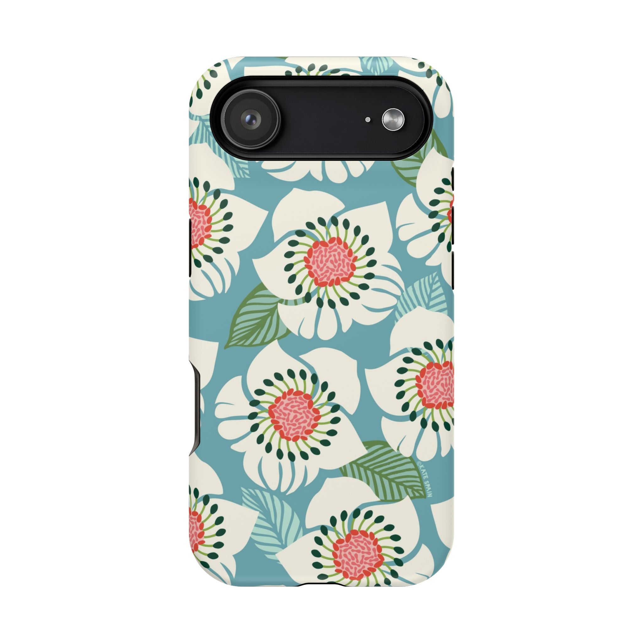 Panache Floral MagSafe iPhone 17 Air Case – Matte | sky blue, pale cream, pink anemone floral print