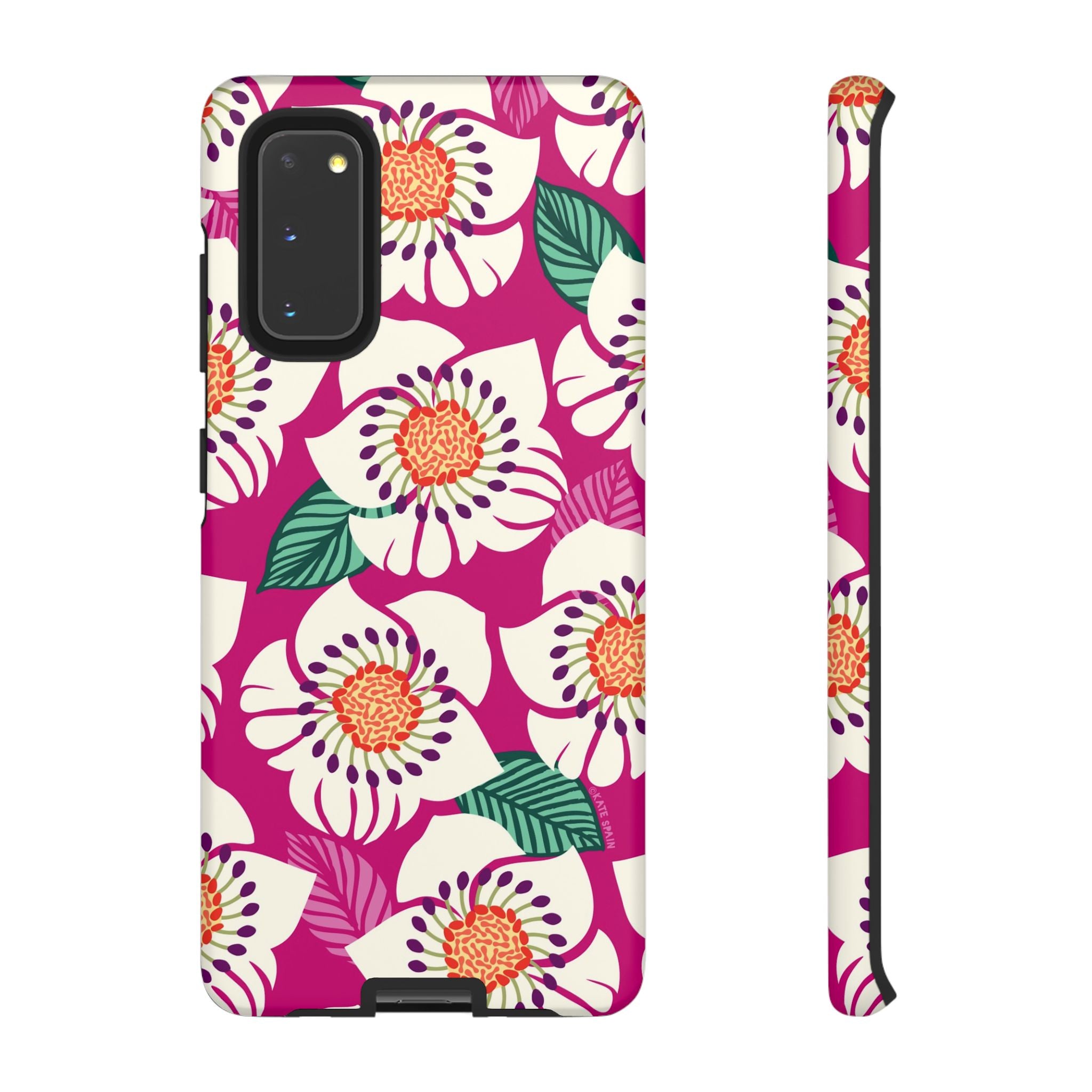 Artistic Panache Samsung Galaxy S20 Case – Matte | berry, cream white, peach anemone floral print