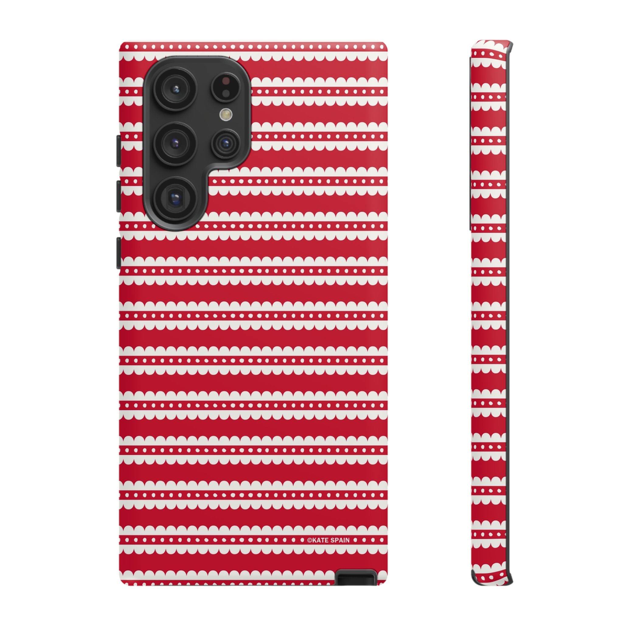 Candy Cane Stripe Samsung Galaxy S22 Ultra Case – Matte | red, cream scalloped candy cane stripe print