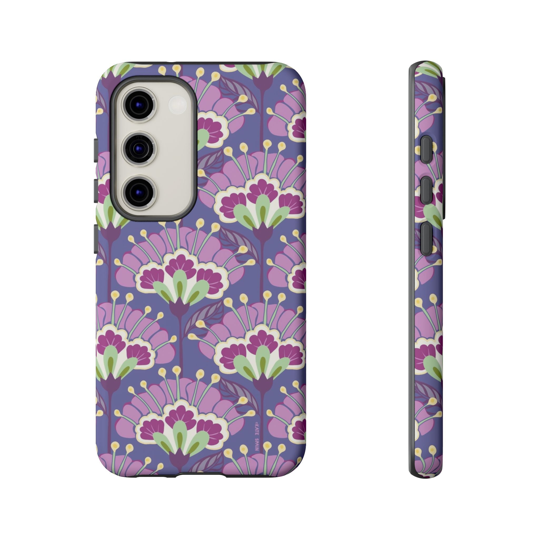 Luxury Lantern Flower Samsung Galaxy S23 Case – Matte | mauve, purple, lime green floral print