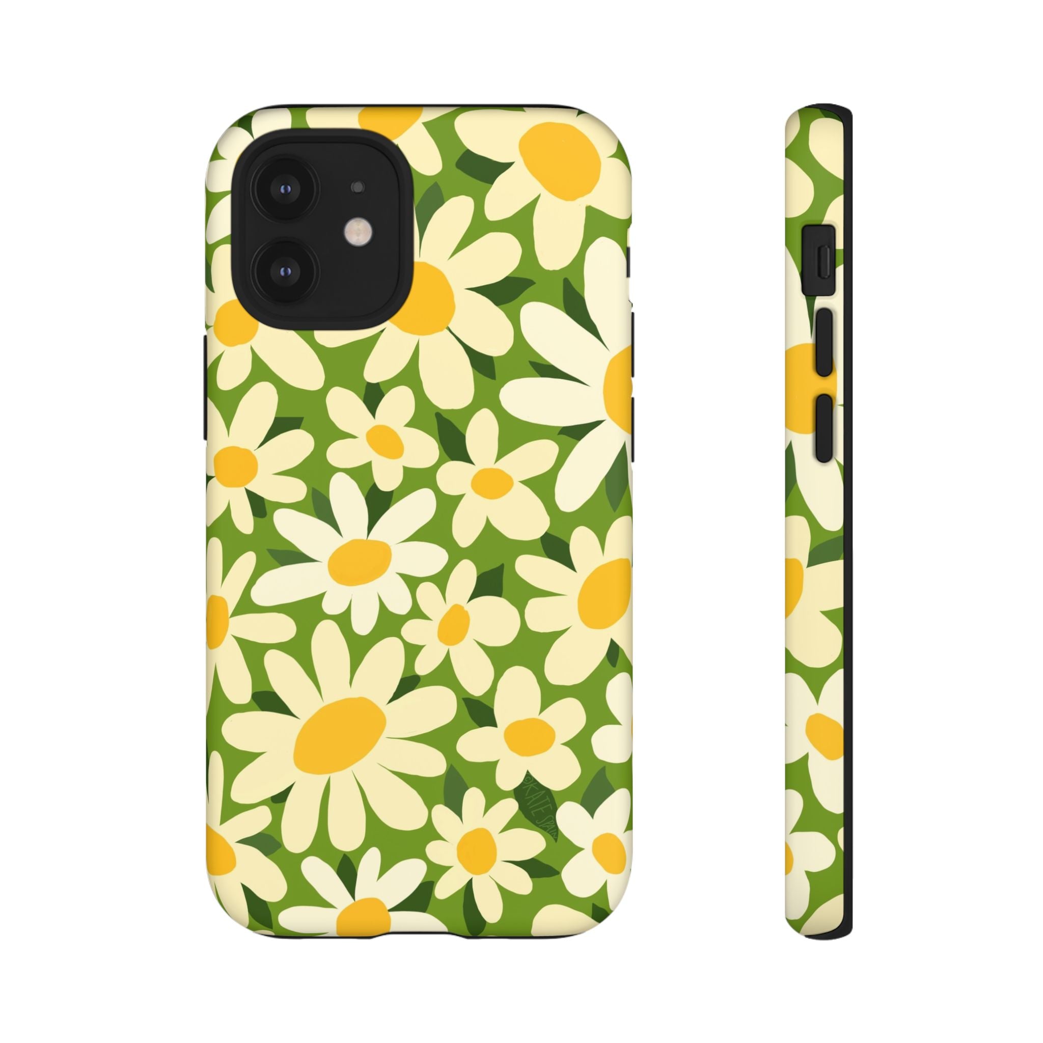 Shasta Daisy Tough iPhone 12 Mini Case – Matte | green, white, yellow daisy floral print