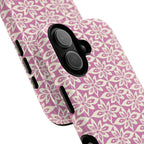 Lily Rose MagSafe iPhone 17 Case – Glossy | angled view showing camera cutout and buttons — botanical MagSafe case by Kate Spain