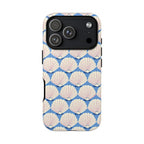 Seashells Tough iPhone 17 Pro Case – Glossy | periwinkle, cream, blush scallop shell print