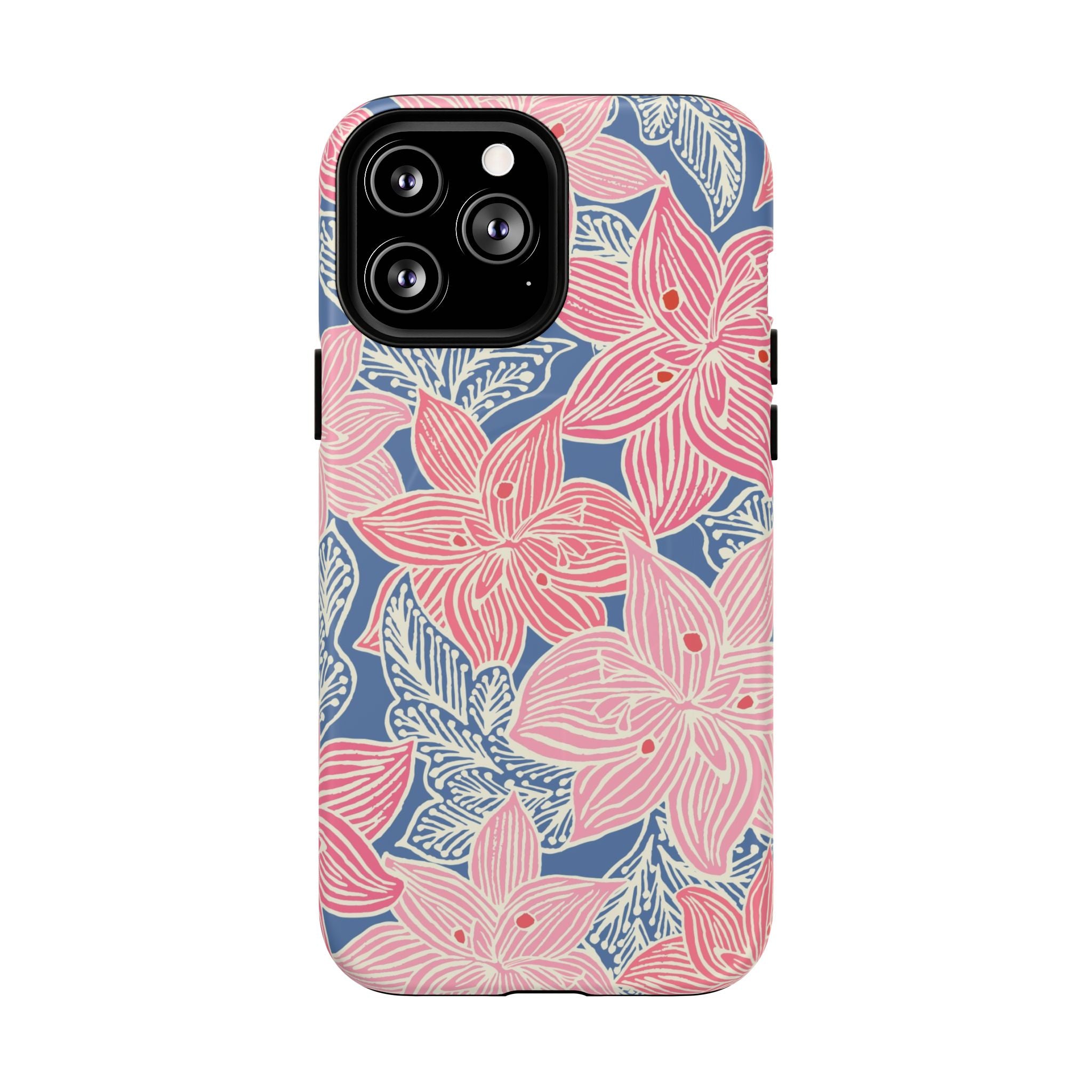 Hibiscus Lagoon MagSafe iPhone 13 Pro Max Case – Matte | coral, blush, cream, dusty blue hibiscus botanical print