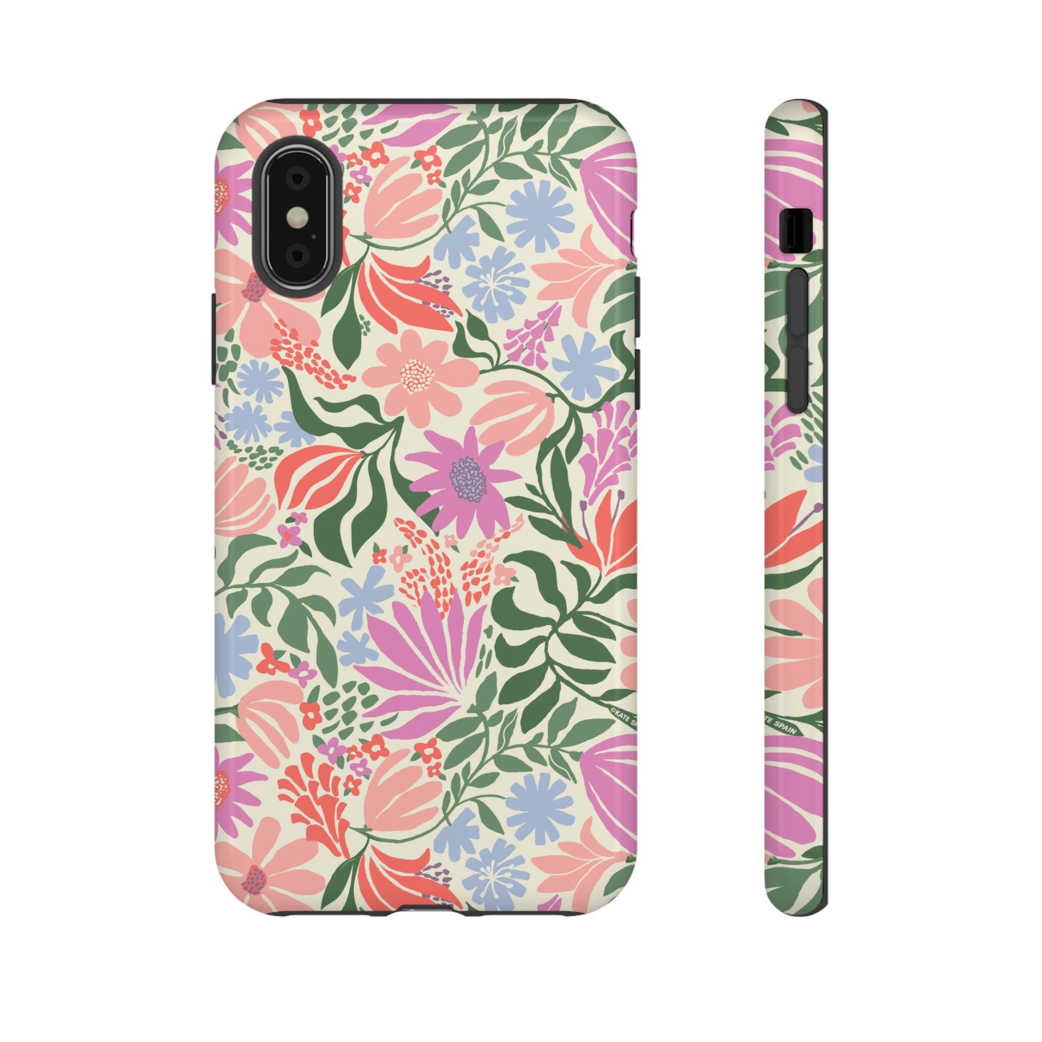 Botanica Pastel Tough iPhone XS Case – Glossy | blush, lavender, sage pastel botanical wildflower print