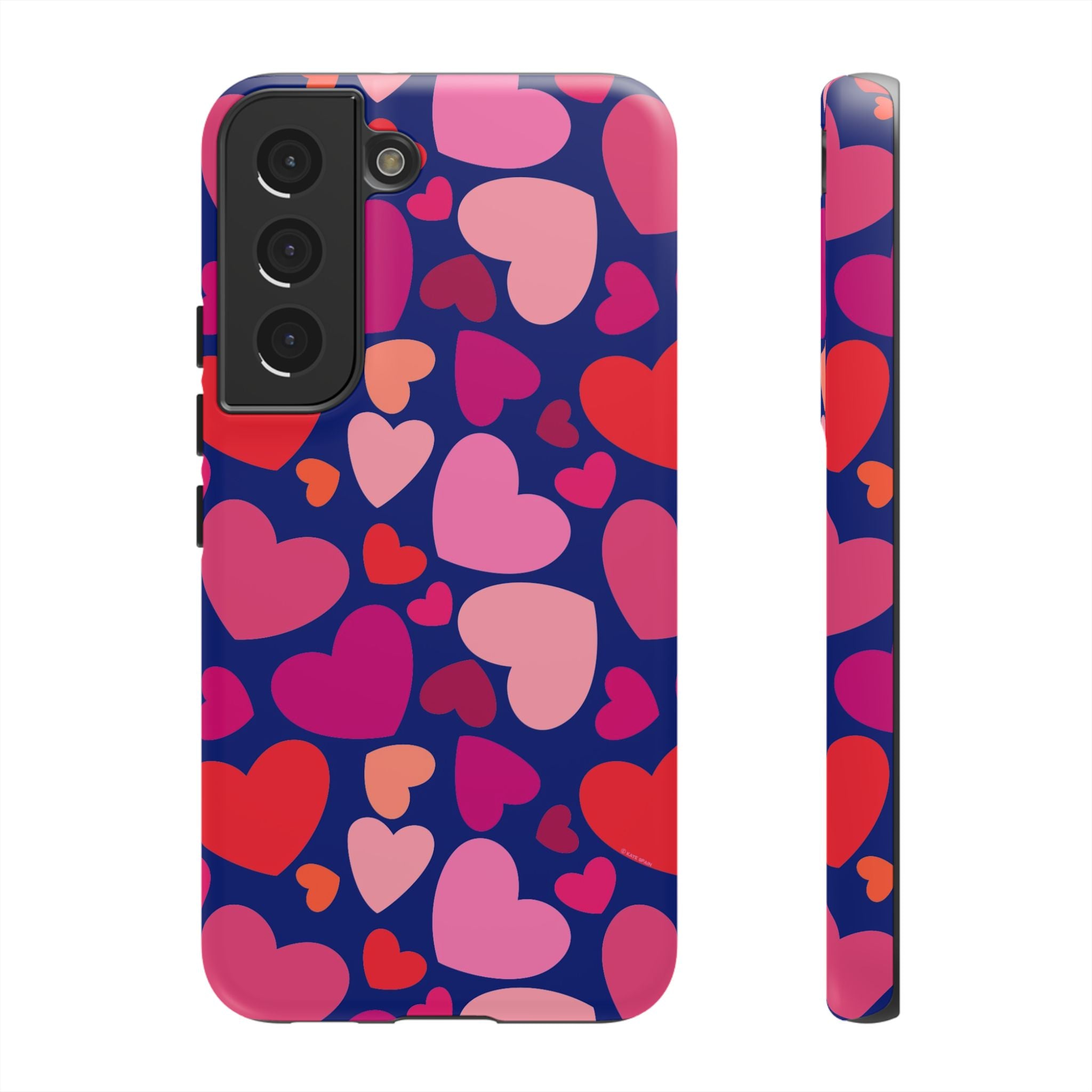 Hearts Samsung Galaxy S22 Case – Matte | navy, pink, blush, red heart print