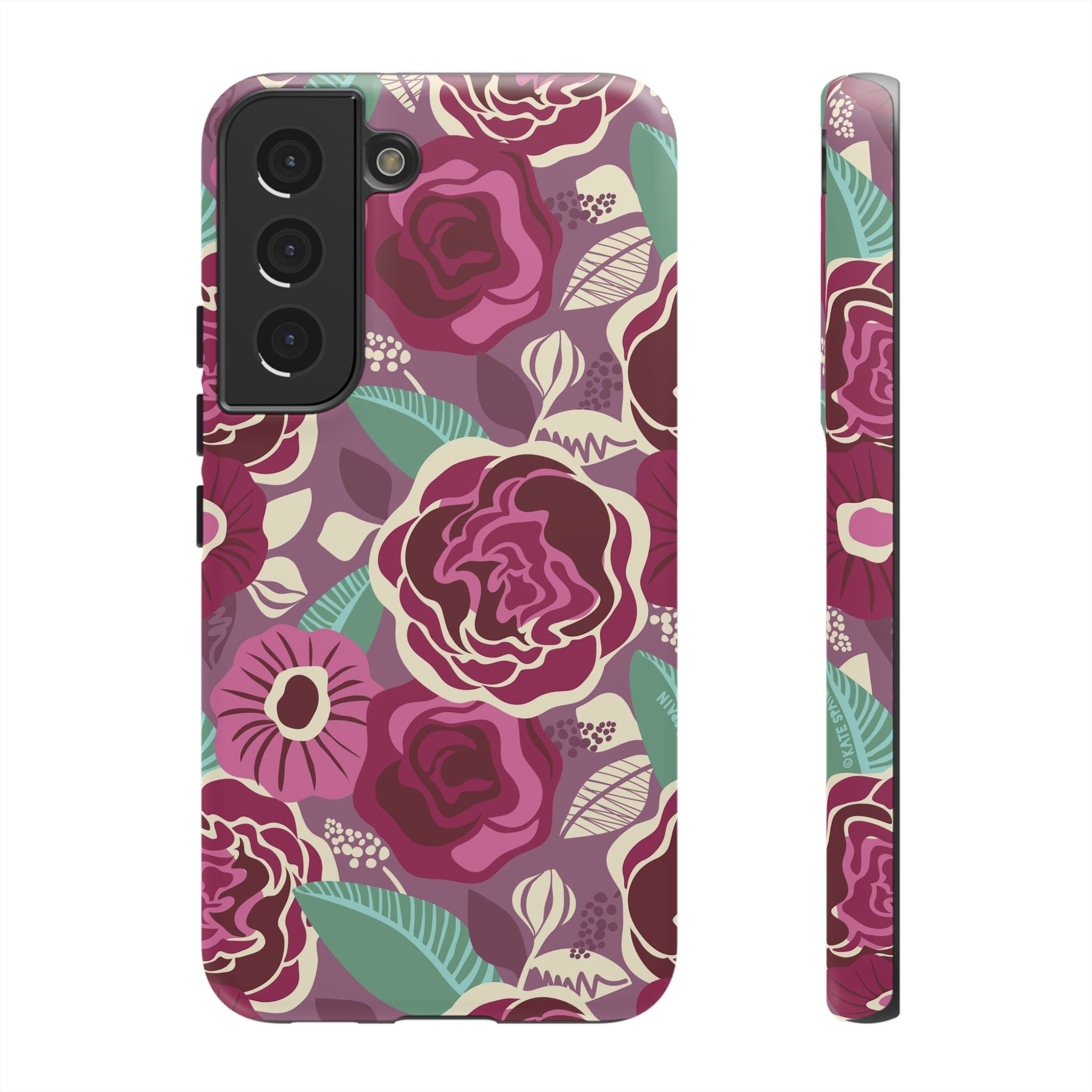 Luxury Tea Rose Burgundy Samsung Galaxy S22 Case – Matte | burgundy, magenta, plum botanical rose floral print