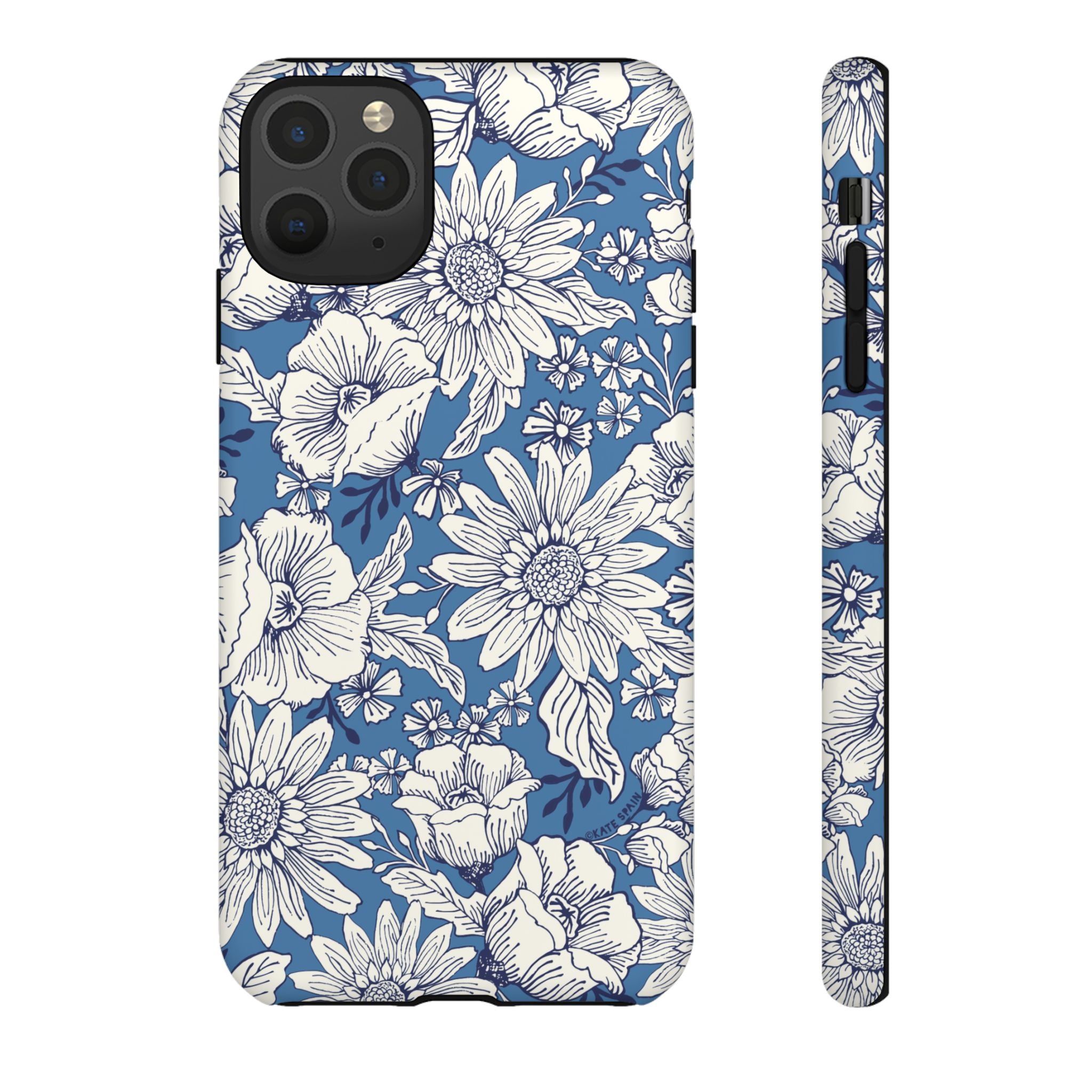 Jardin Tough iPhone 11 Pro Max Case – Matte | blue and cream botanical garden print