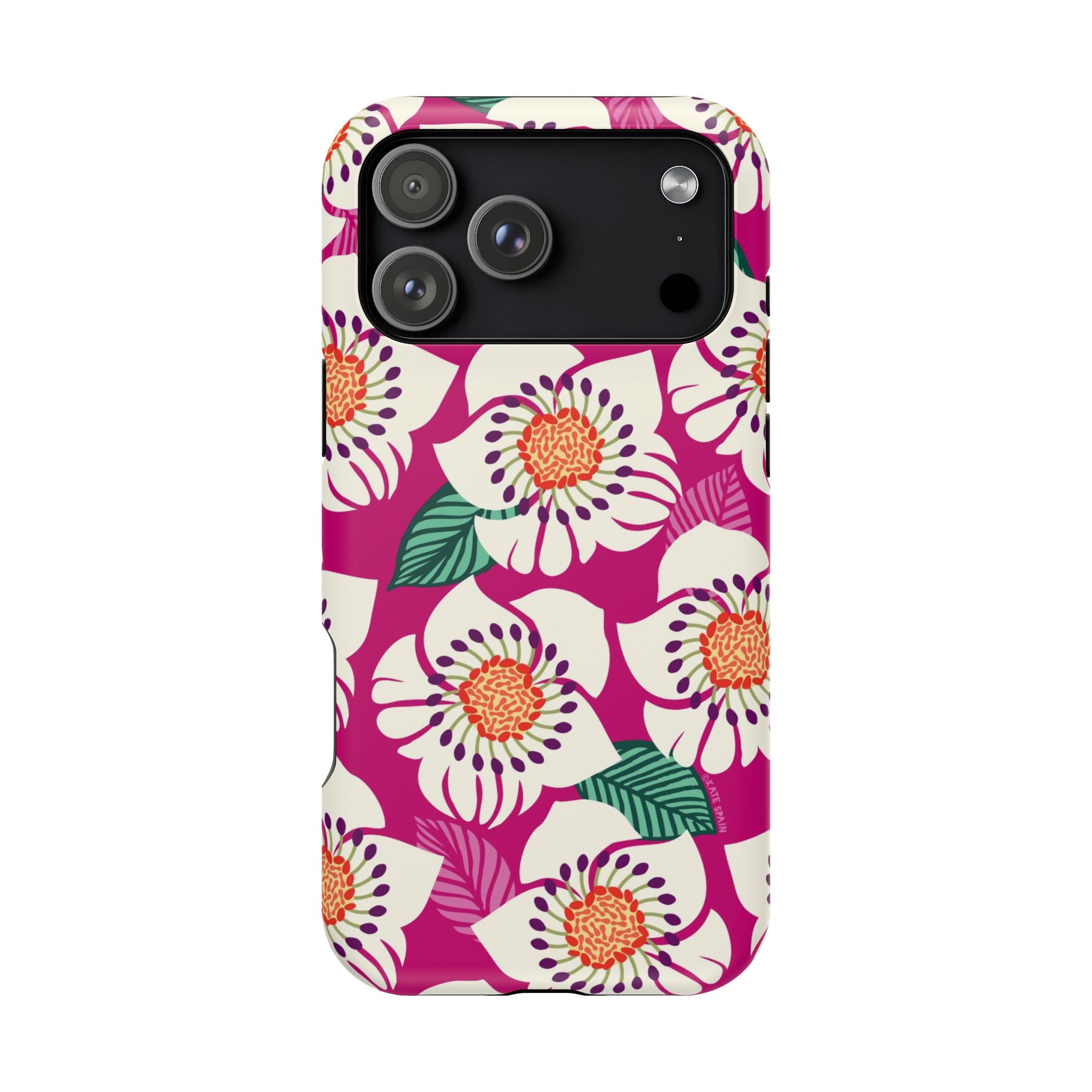 Panache Rose MagSafe iPhone 17 Pro Max Case – Matte | berry, cream white, peach anemone floral print