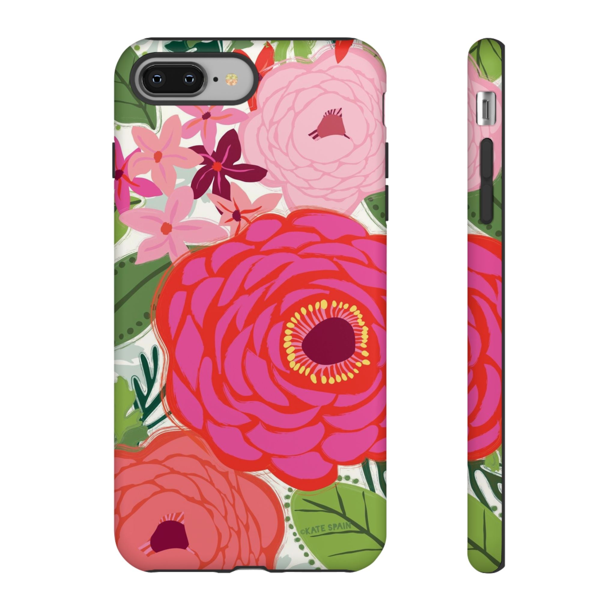 Bloomerie Tough iPhone 8 Plus Case – Matte | cream, magenta, coral botanical peony floral print