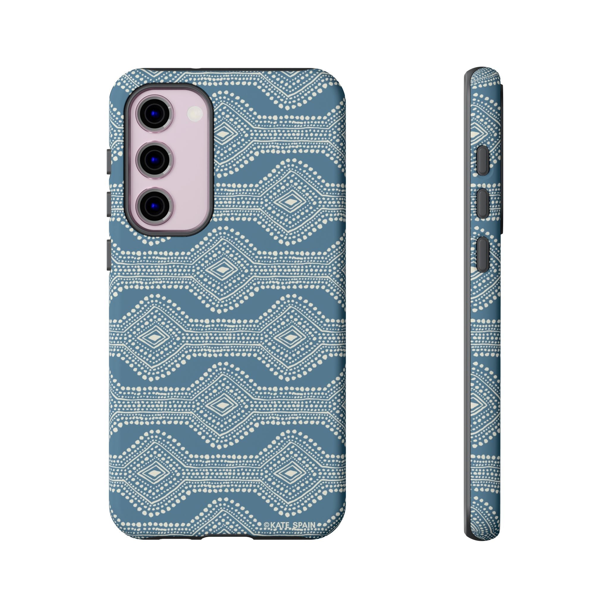 Luxury Diamond Dots Samsung Galaxy S23 Plus Case – Matte | blue, cream geometric diamond dot lattice print