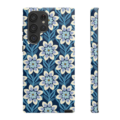Modern Dahlia Samsung Case - Navy Allover Pattern