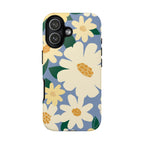 Chamomile Tough iPhone 17 Case – Glossy | periwinkle, cream, yellow botanical daisy floral print