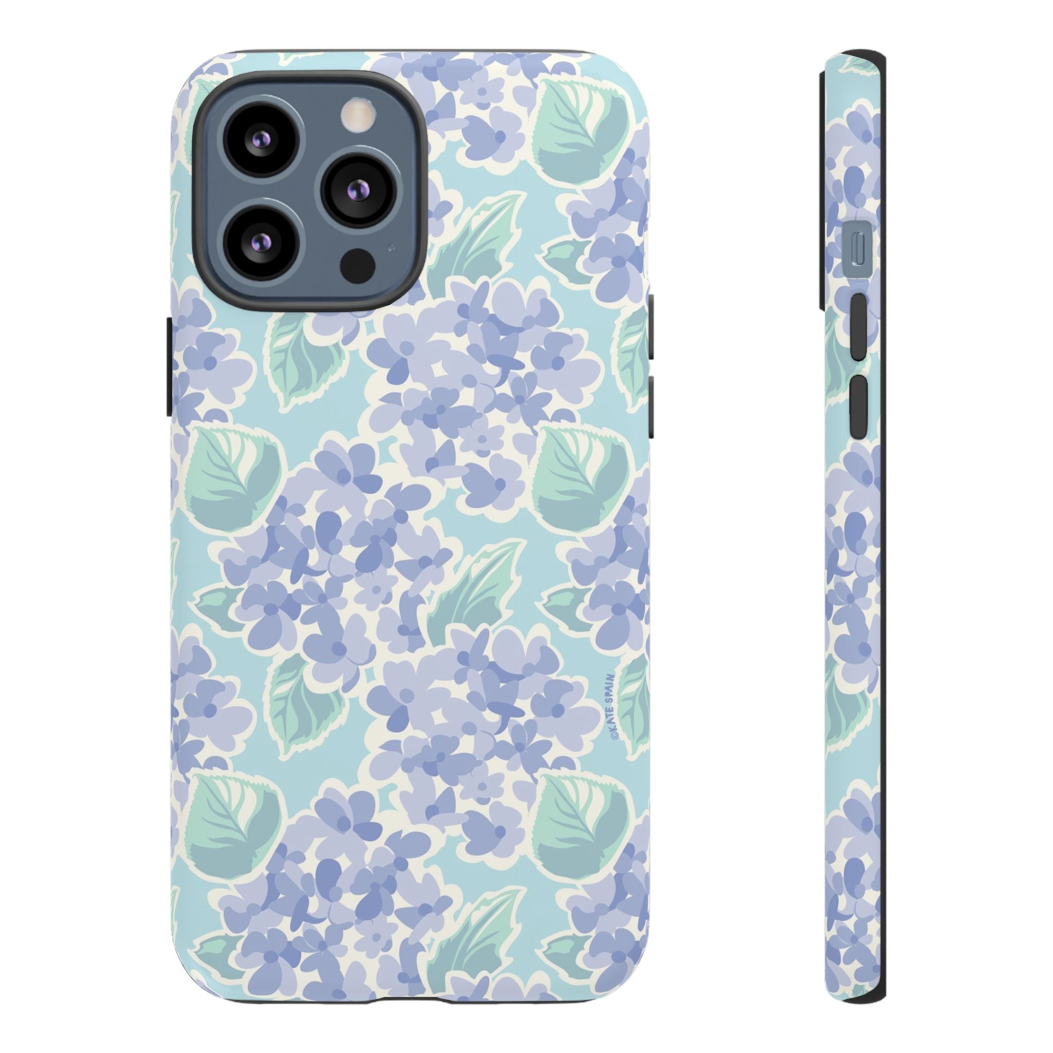 Nantucket Hydrangea Tough iPhone 13 Pro Max Case – Matte | white, lavender, mint watercolor hydrangea print