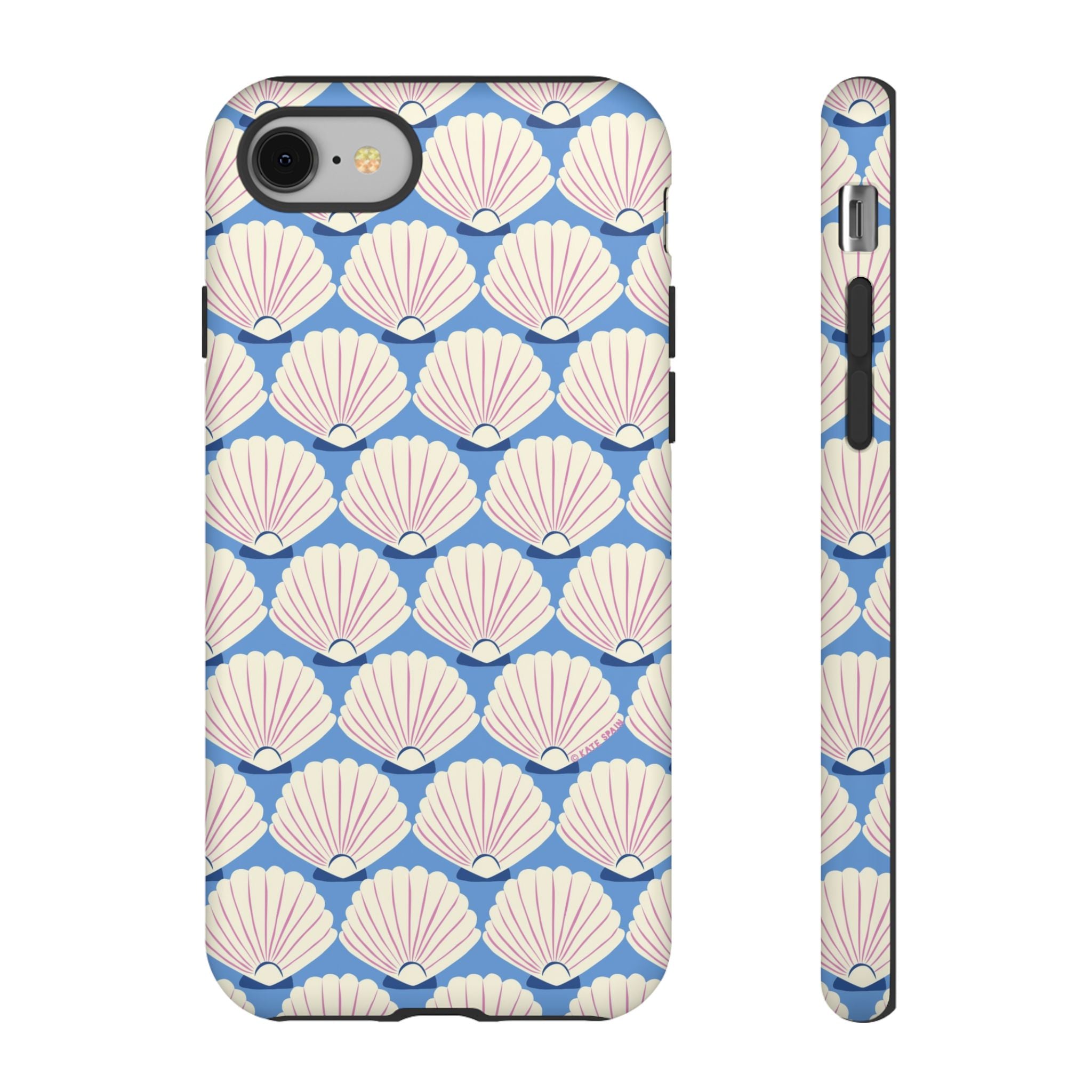 Seashells Tough iPhone 8 Case – Matte | periwinkle, cream, blush scallop shell print