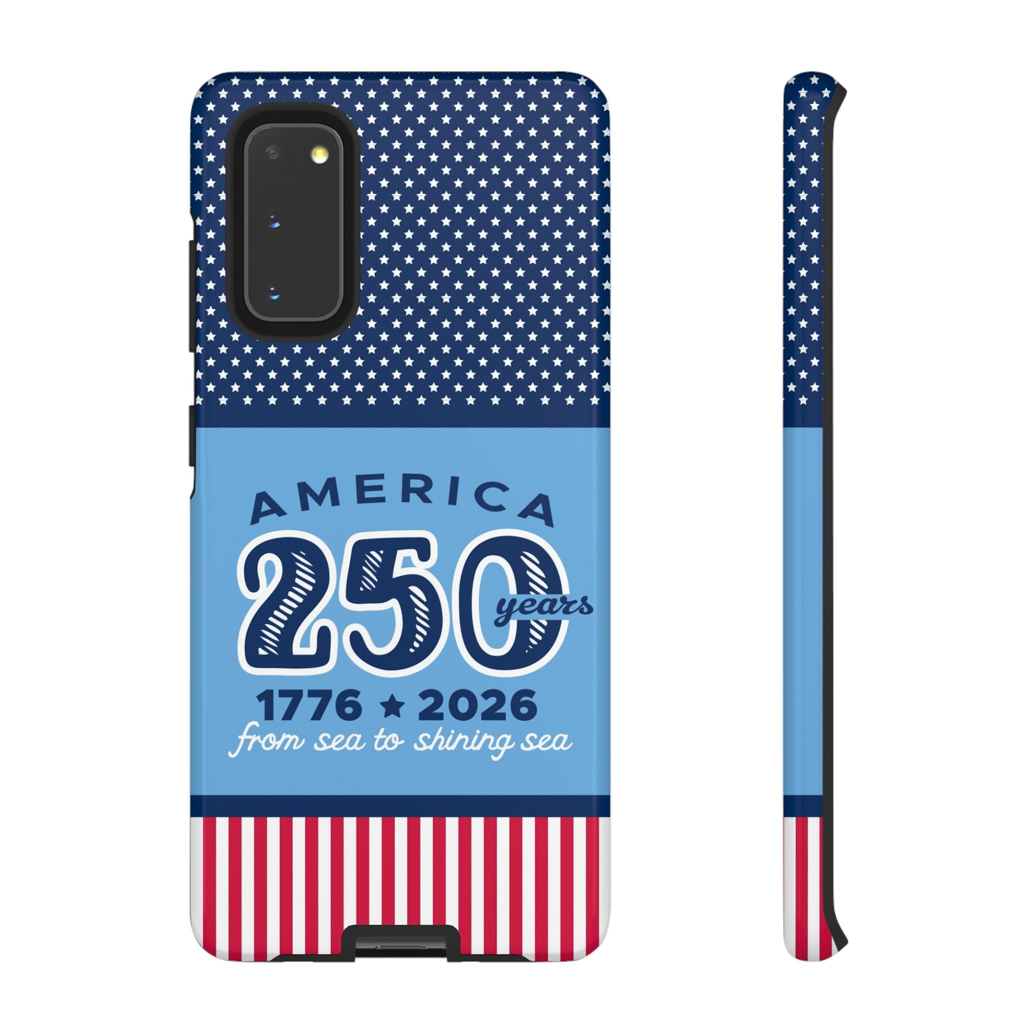 Sea to Shining Sea Samsung Galaxy S20 Case – Glossy | navy, sky blue, red patriotic America 250 commemorative print