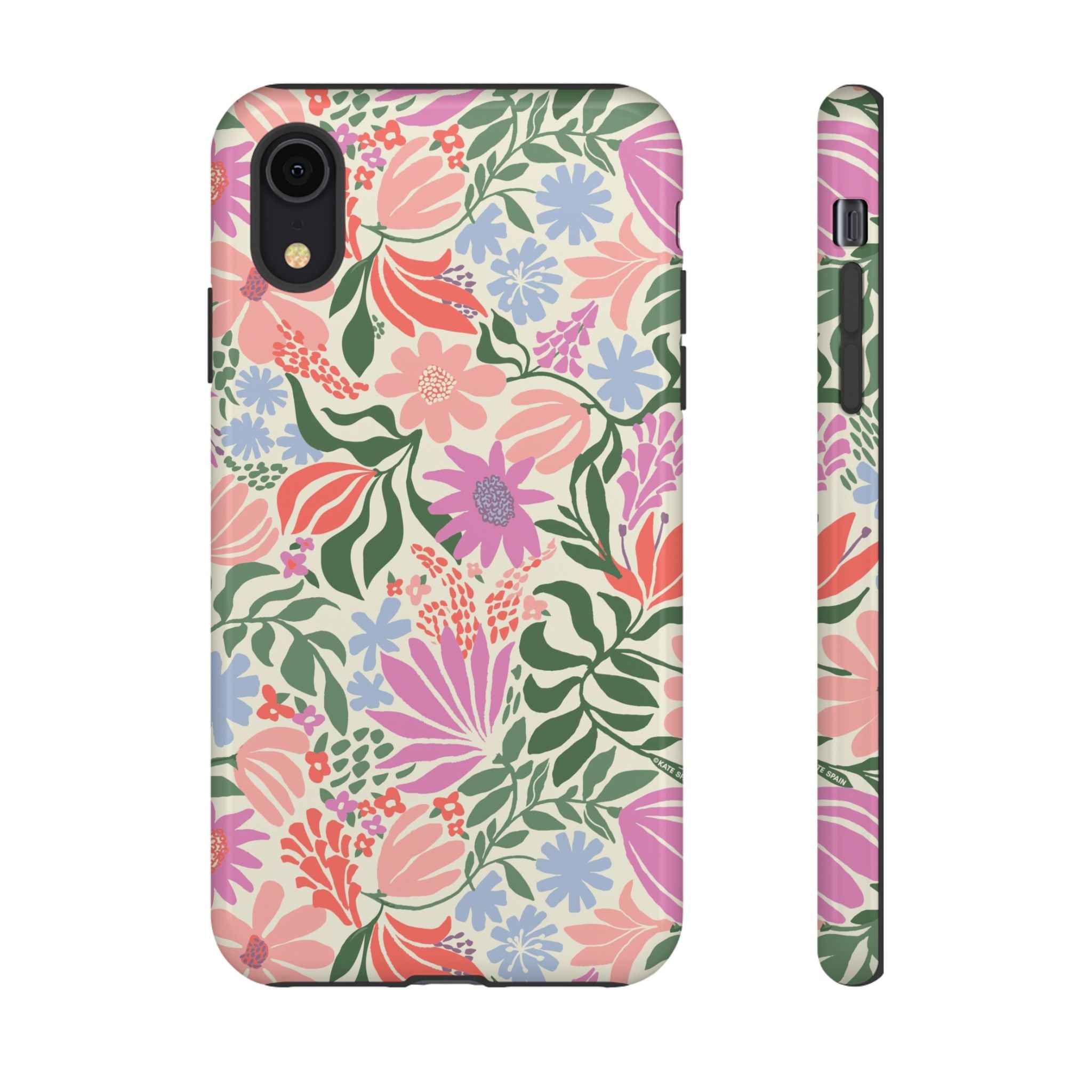 Botanica Pastel Tough iPhone XR Case – Glossy | blush, lavender, sage pastel botanical wildflower print