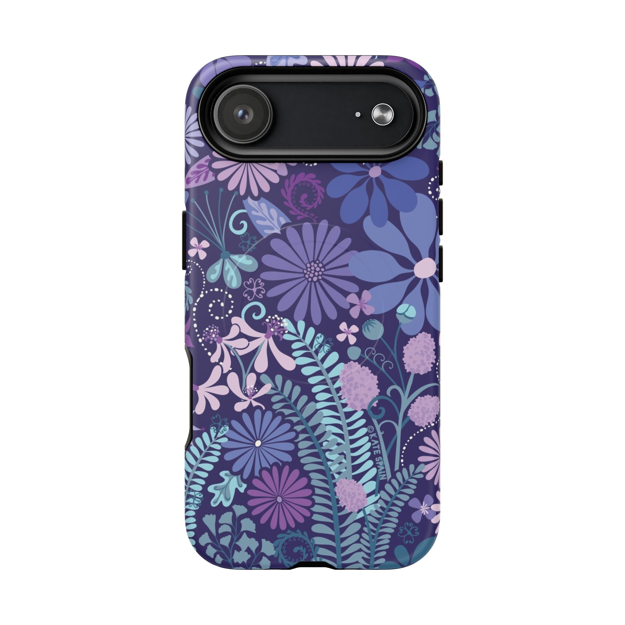 Terrain Night MagSafe iPhone 17 Air Case – Matte | navy, purple, aqua botanical woodland floral print