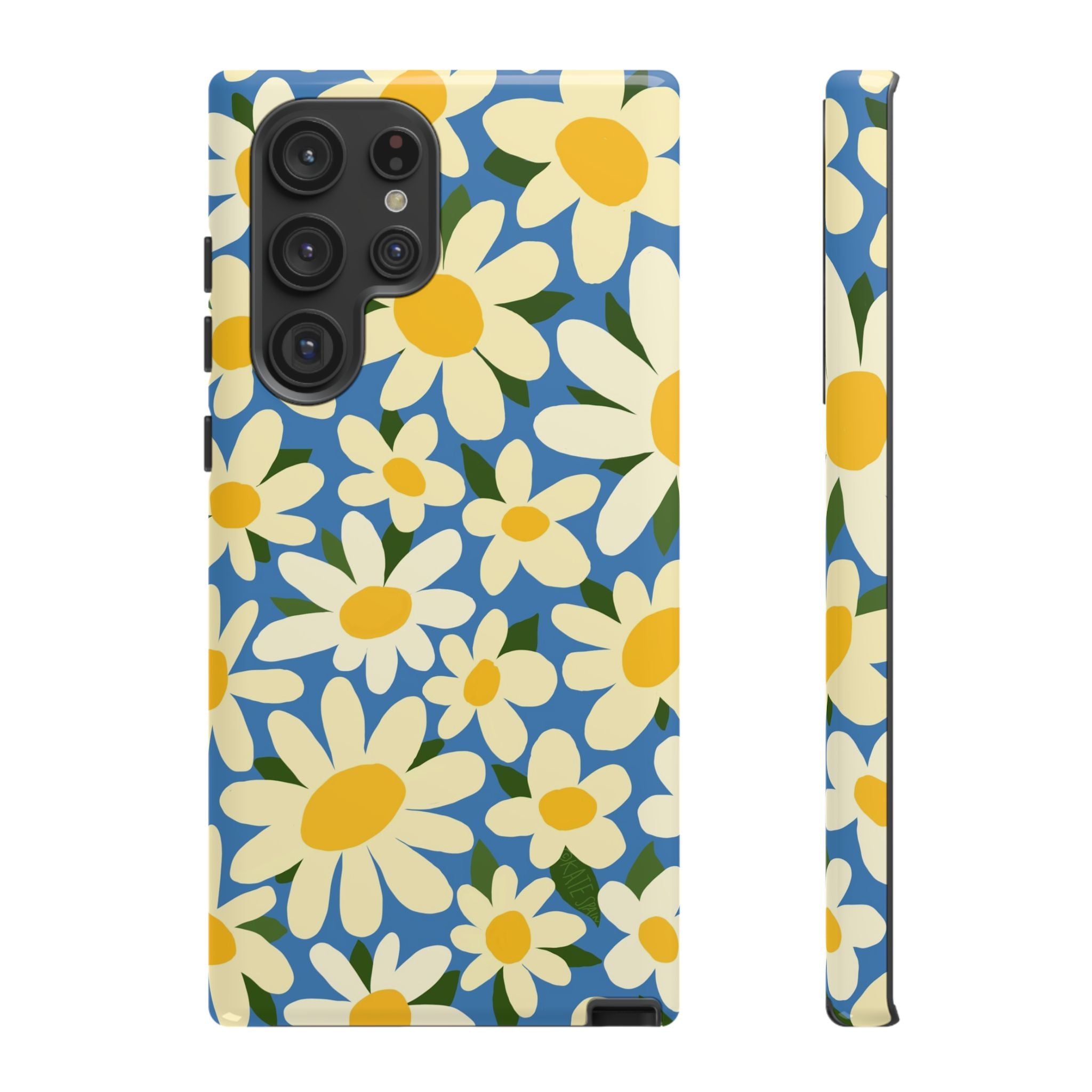Luxury Shasta Samsung Galaxy S22 Ultra Case – Glossy | blue, yellow, white daisy floral print