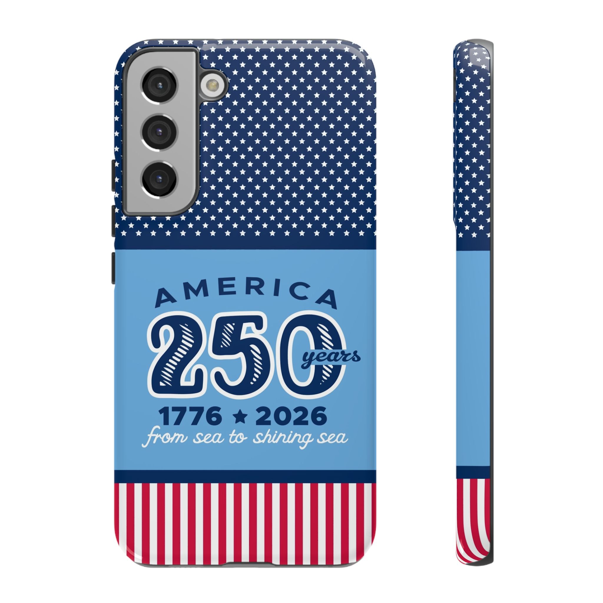 Sea to Shining Sea Samsung Galaxy S21 Plus Case – Matte | navy, sky blue, red patriotic America 250 commemorative print