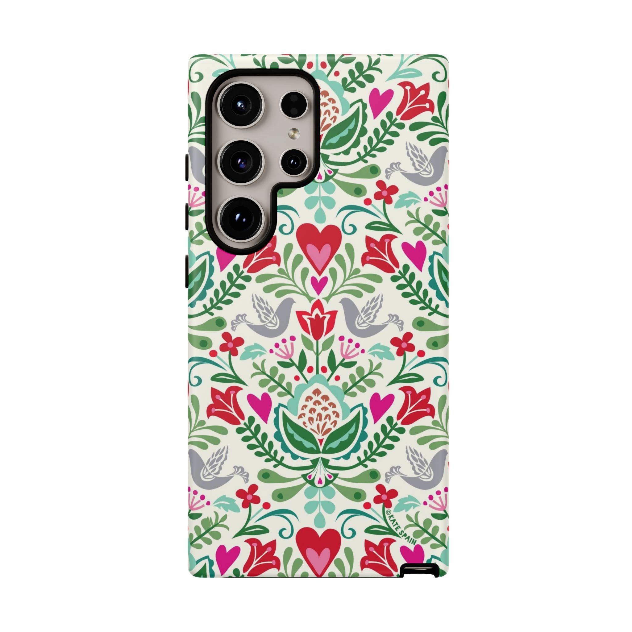 Rosemaling Samsung Galaxy S24 Ultra Case – Matte | white, red, green rosemaling floral print