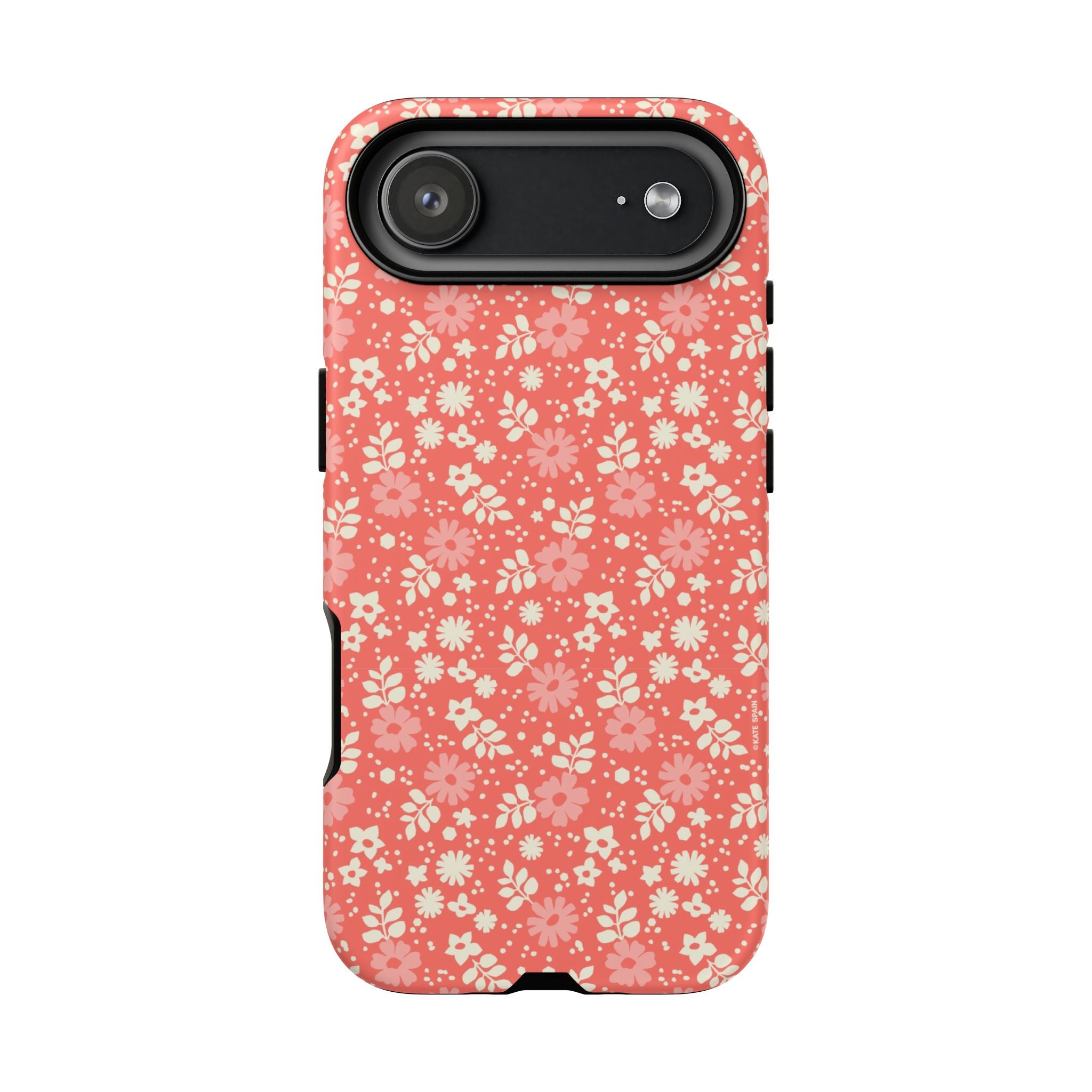 Petaline Tough iPhone 17 Air Case – Glossy | coral, pink, cream ditsy floral print