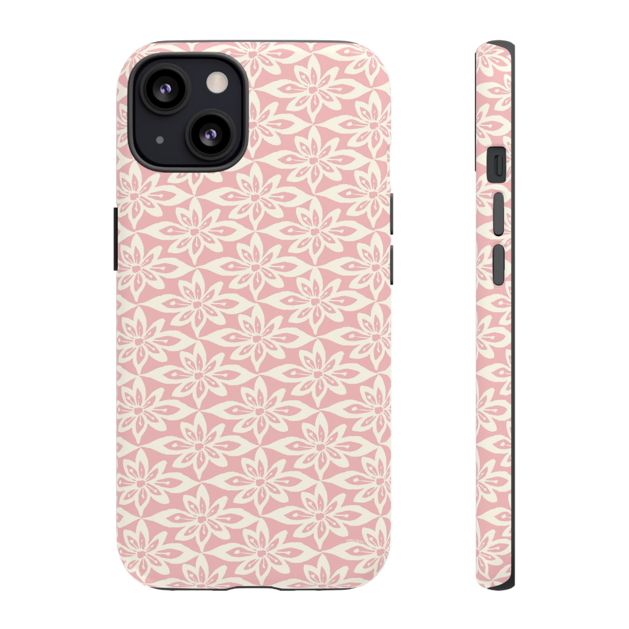 Lily Pastel Pink iPhone 13 Matte case — geometric blush lily print on soft pink by Kate Spain